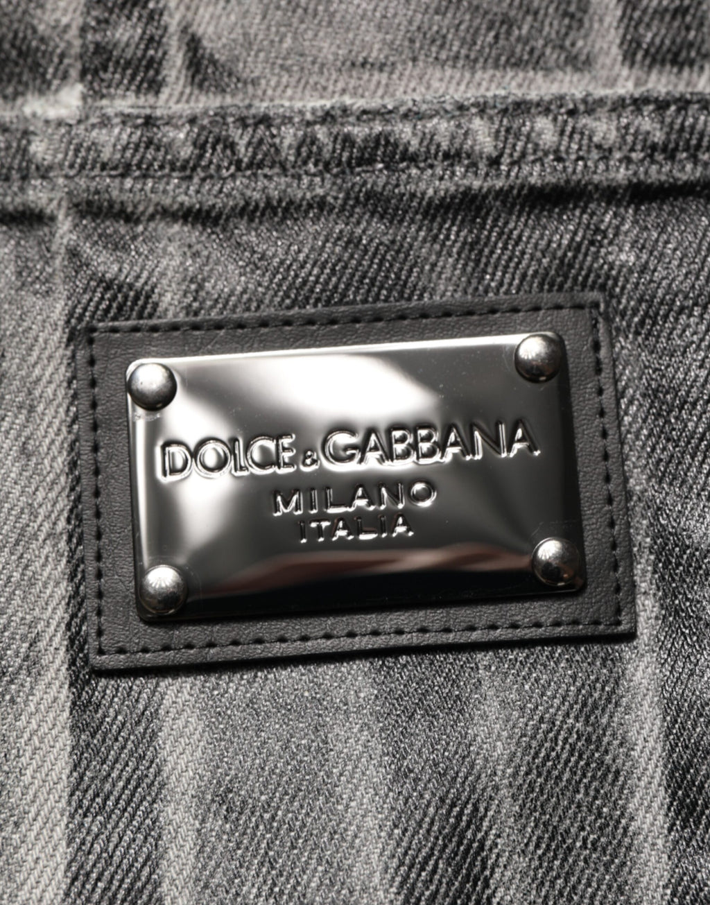 Dolce & Gabbana Schwarz Grau Grafikdruck Denim-Hose Jeans