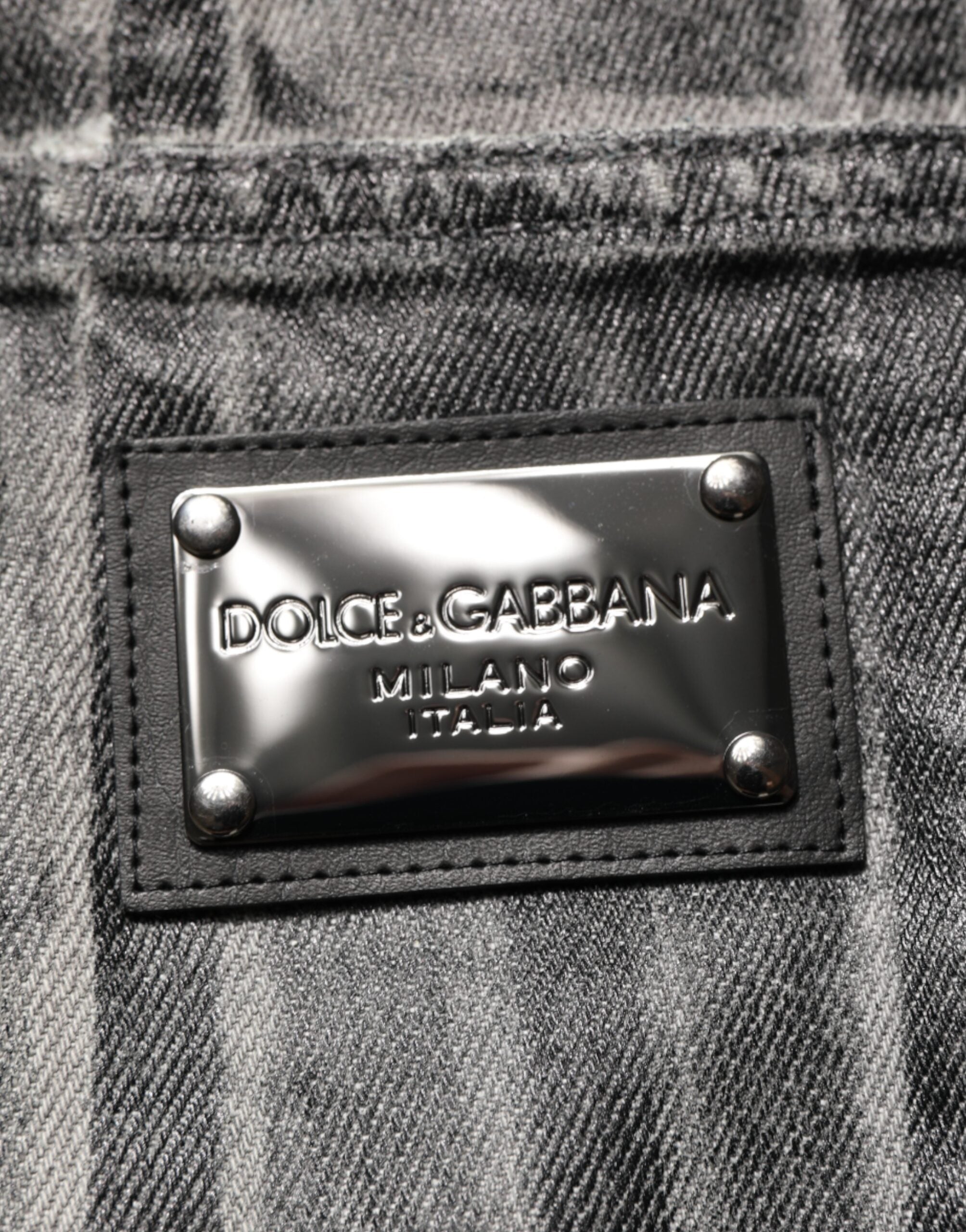 Dolce & Gabbana Schwarz Grau Grafikdruck Denim-Hose Jeans