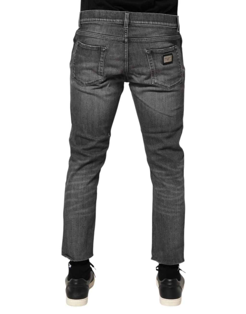 Dolce & Gabbana Graue Baumwoll-Denimhose Slim Fit Distressed Pants Jeans