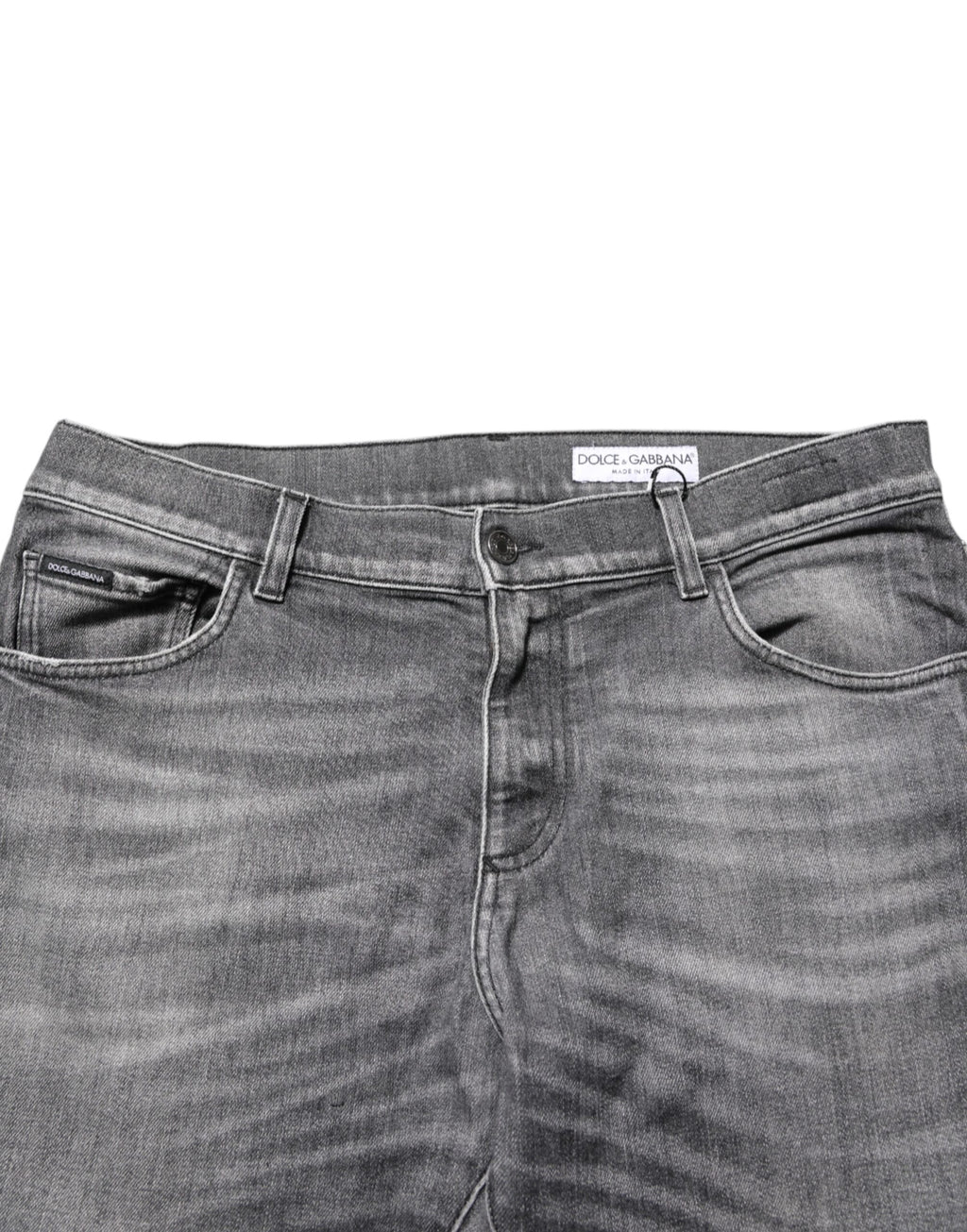 Dolce & Gabbana Graue Baumwoll-Denimhose Slim Fit Distressed Pants Jeans