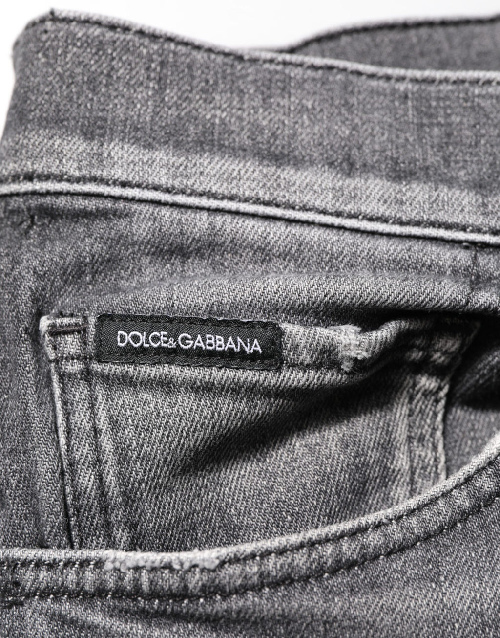 Dolce & Gabbana Graue Baumwoll-Denimhose Slim Fit Distressed Pants Jeans
