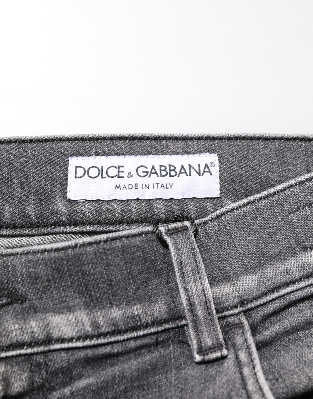 Dolce & Gabbana Graue Baumwoll-Denimhose Slim Fit Distressed Pants Jeans