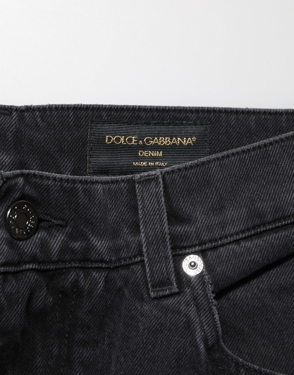 Dolce & Gabbana Schwarz Baumwolle Logo Männer Mid Waist Denim Jeans