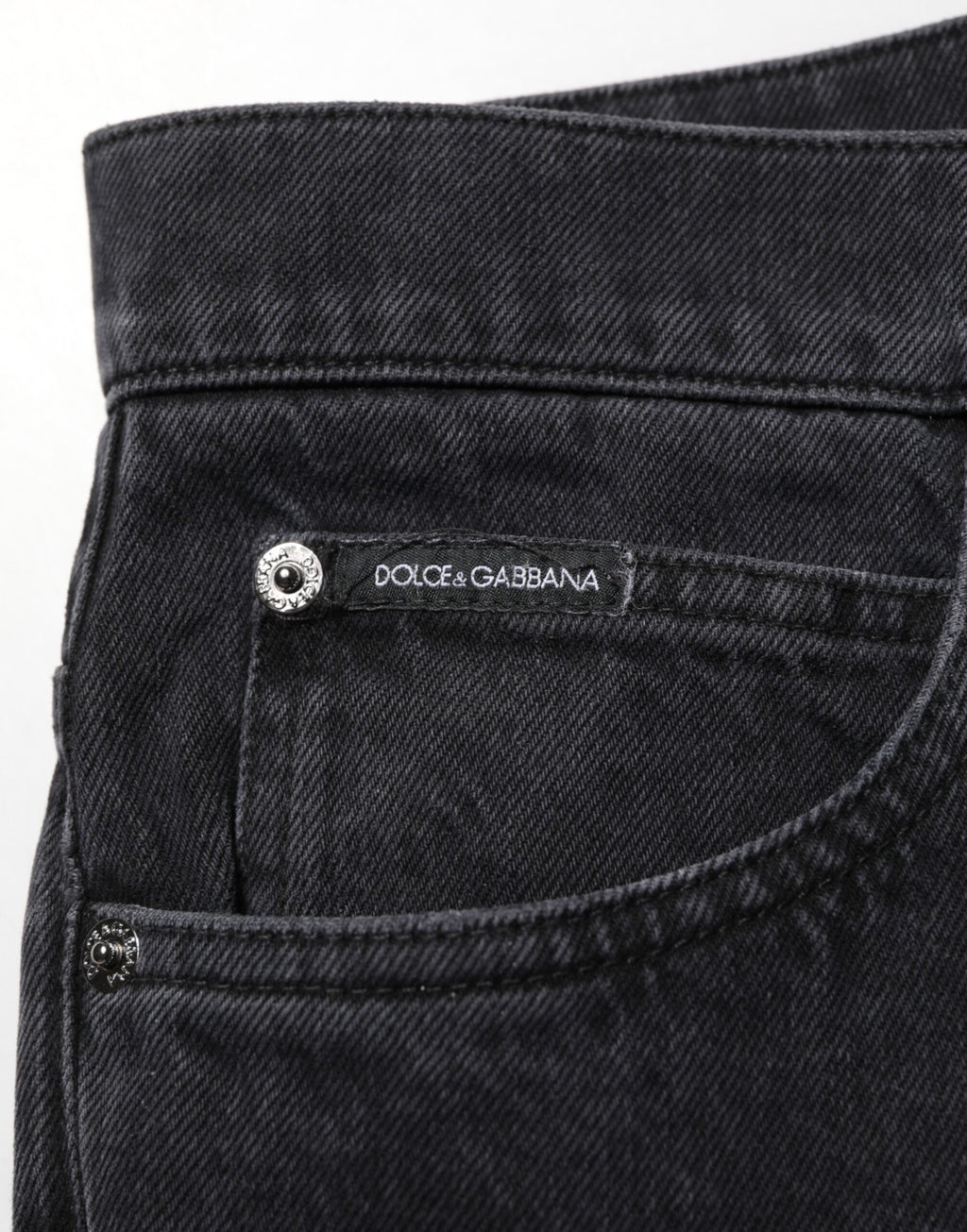 Dolce & Gabbana Schwarz Baumwolle Logo Männer Mid Waist Denim Jeans