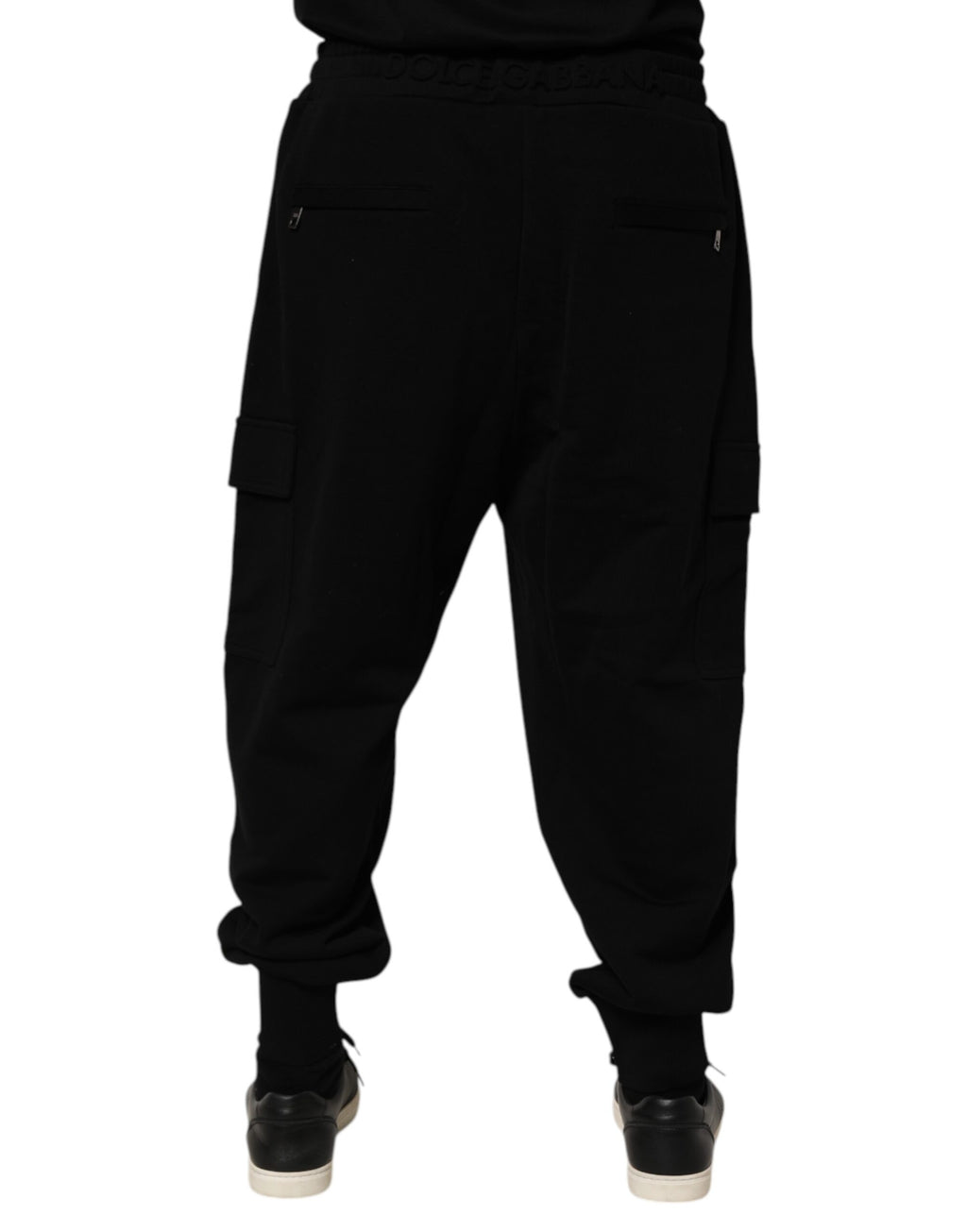 Dolce & Gabbana Schwarze Cargo-Jogginghose aus Baumwollmischung mit Kordelzug