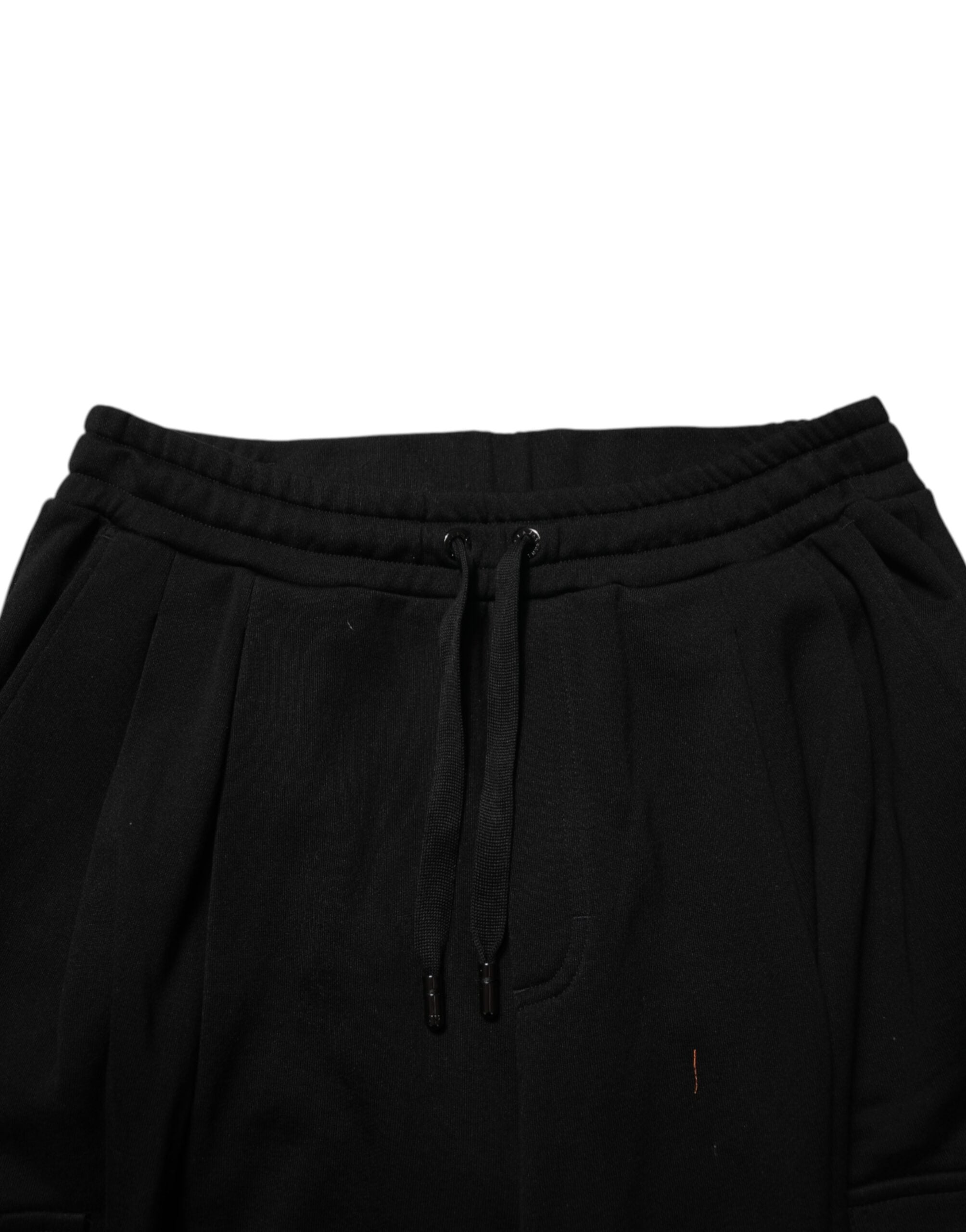 Dolce & Gabbana Schwarze Cargo-Jogginghose aus Baumwollmischung mit Kordelzug