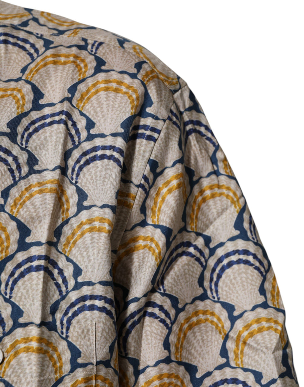 Dolce & Gabbana Cremefarbenes Hemd aus Baumwolle und Seide mit Muschelmuster auf Hawaii