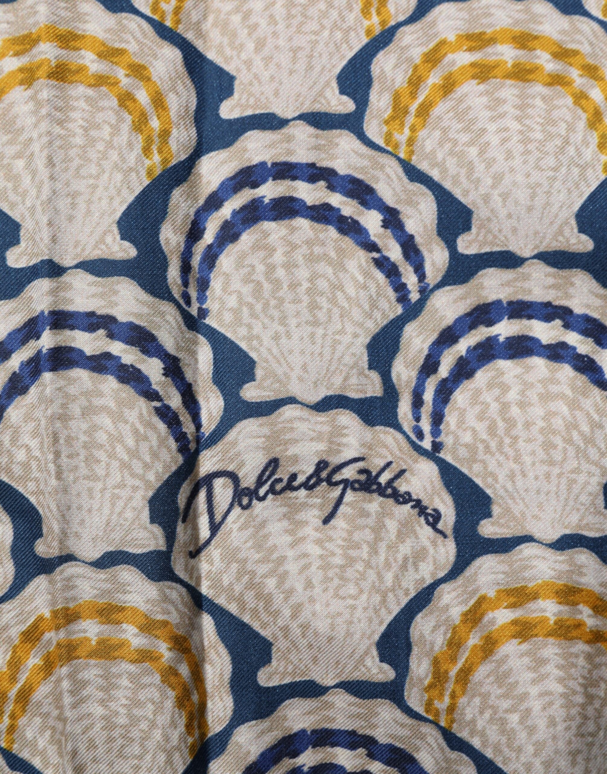 Dolce & Gabbana Cremefarbenes Hemd aus Baumwolle und Seide mit Muschelmuster auf Hawaii