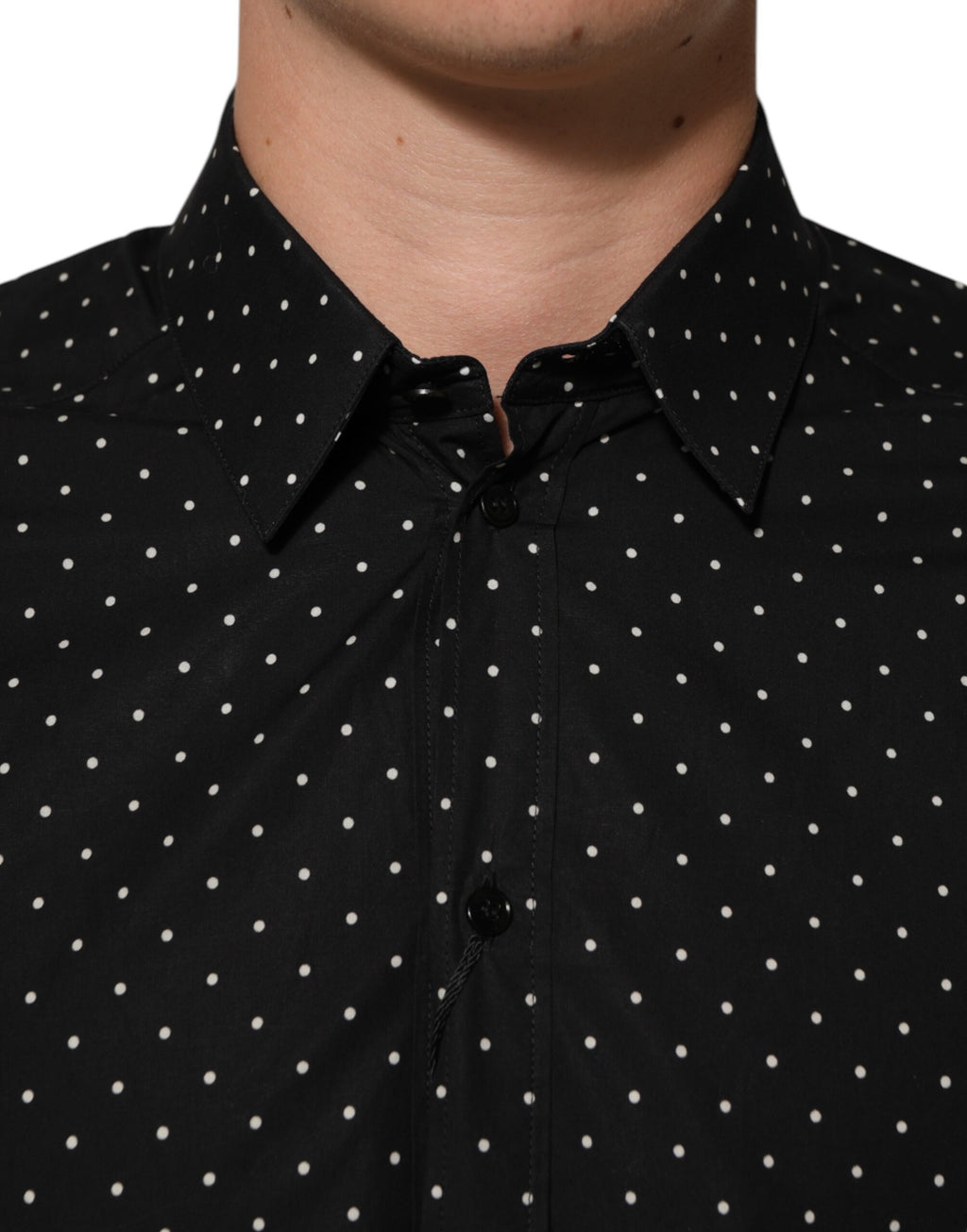 Dolce & Gabbana Schwarzes Polka Dot Cotton GOLD Herren Hemd