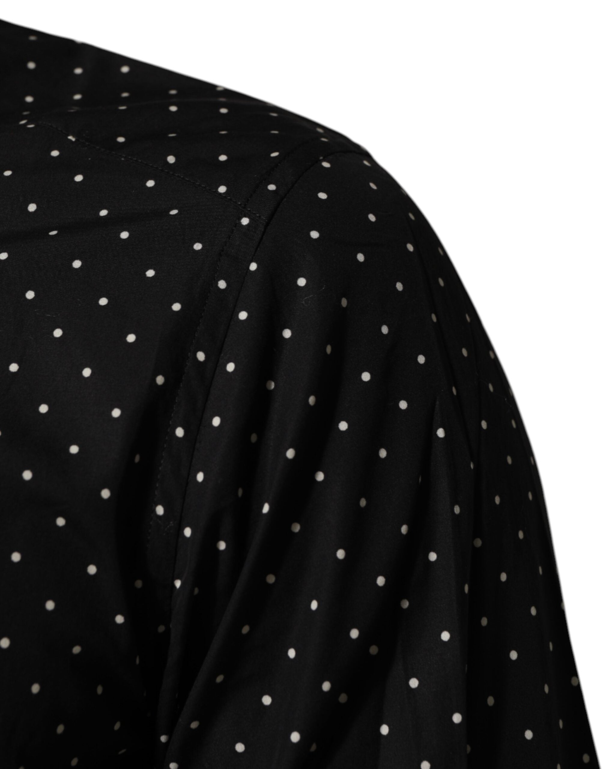 Dolce & Gabbana Schwarzes Polka Dot Cotton GOLD Herren Hemd