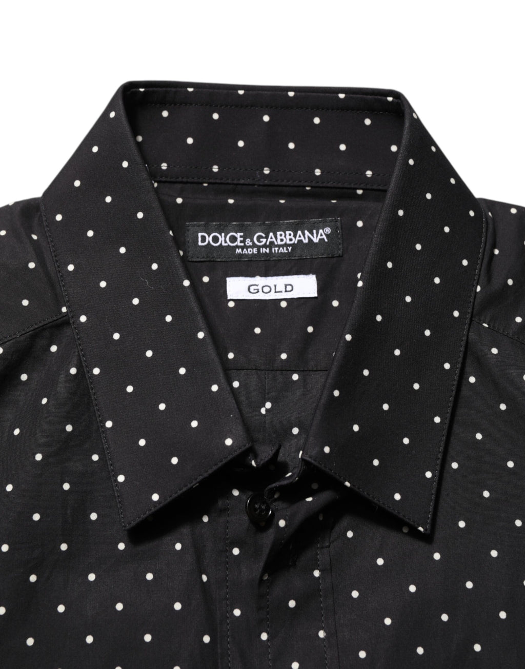 Dolce & Gabbana Schwarzes Polka Dot Cotton GOLD Herren Hemd