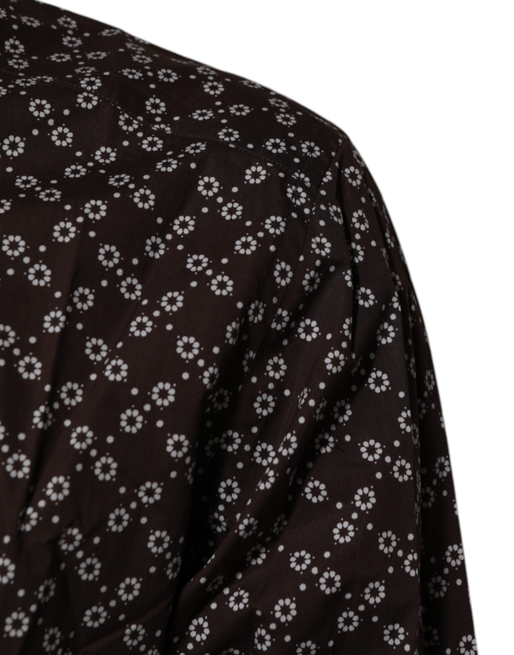Dolce & Gabbana BrownFloral Collared GOLD Formelles Hemd