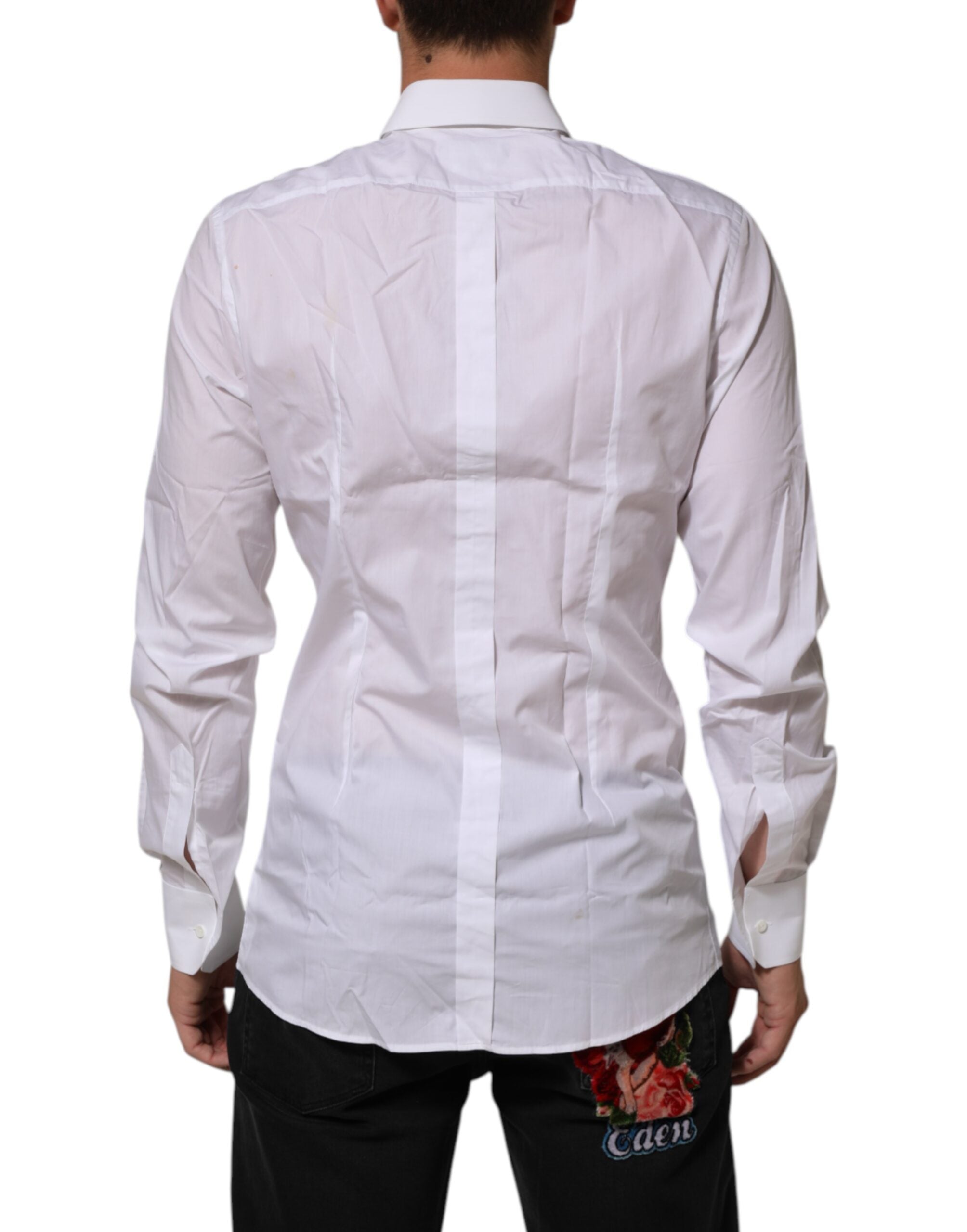 Dolce & Gabbana Weißes Kronenhemd mit Kragen GOLD Formal Dress Shirt