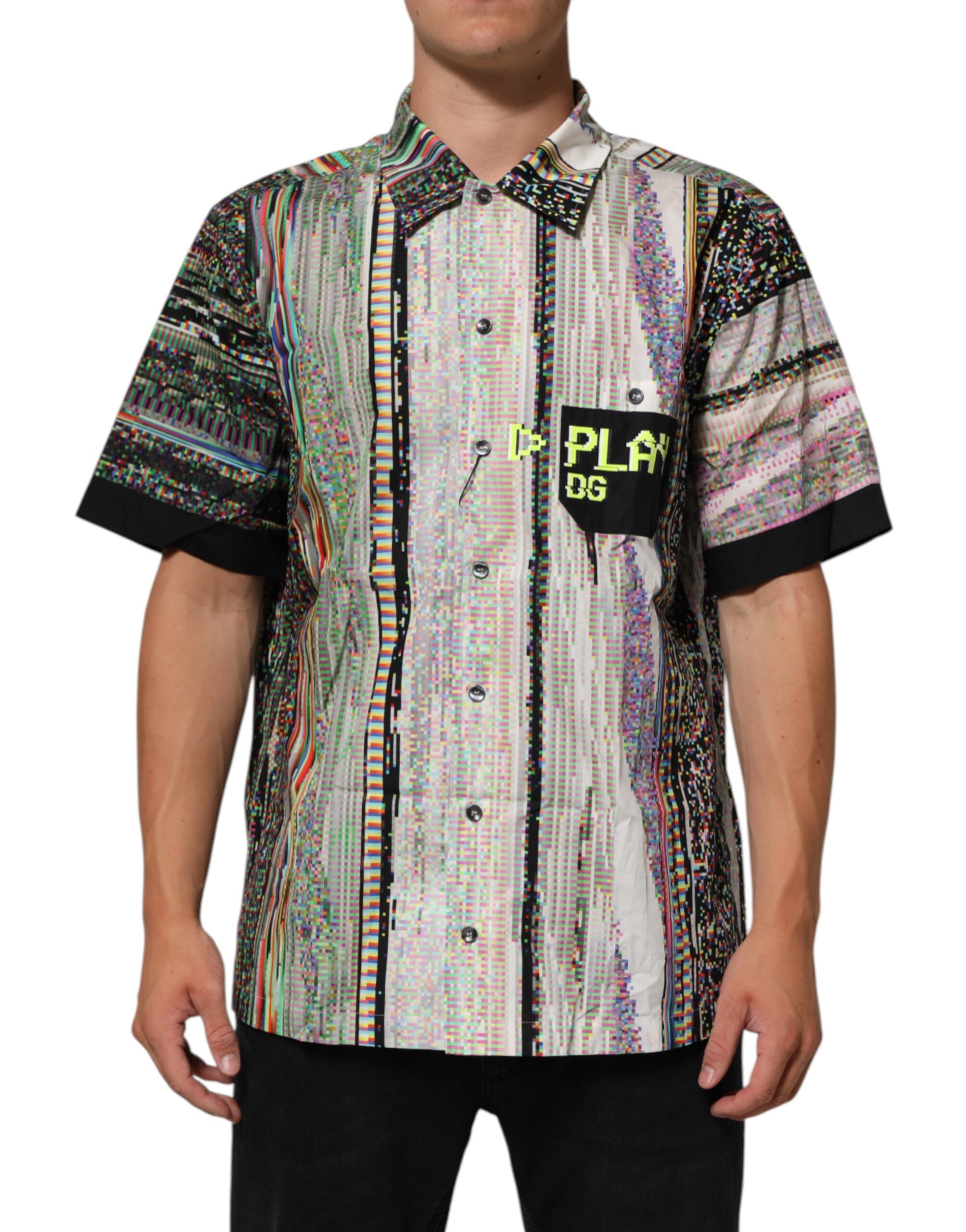 Dolce & Gabbana Multicolor Grafik Freizeithemd mit Kragen