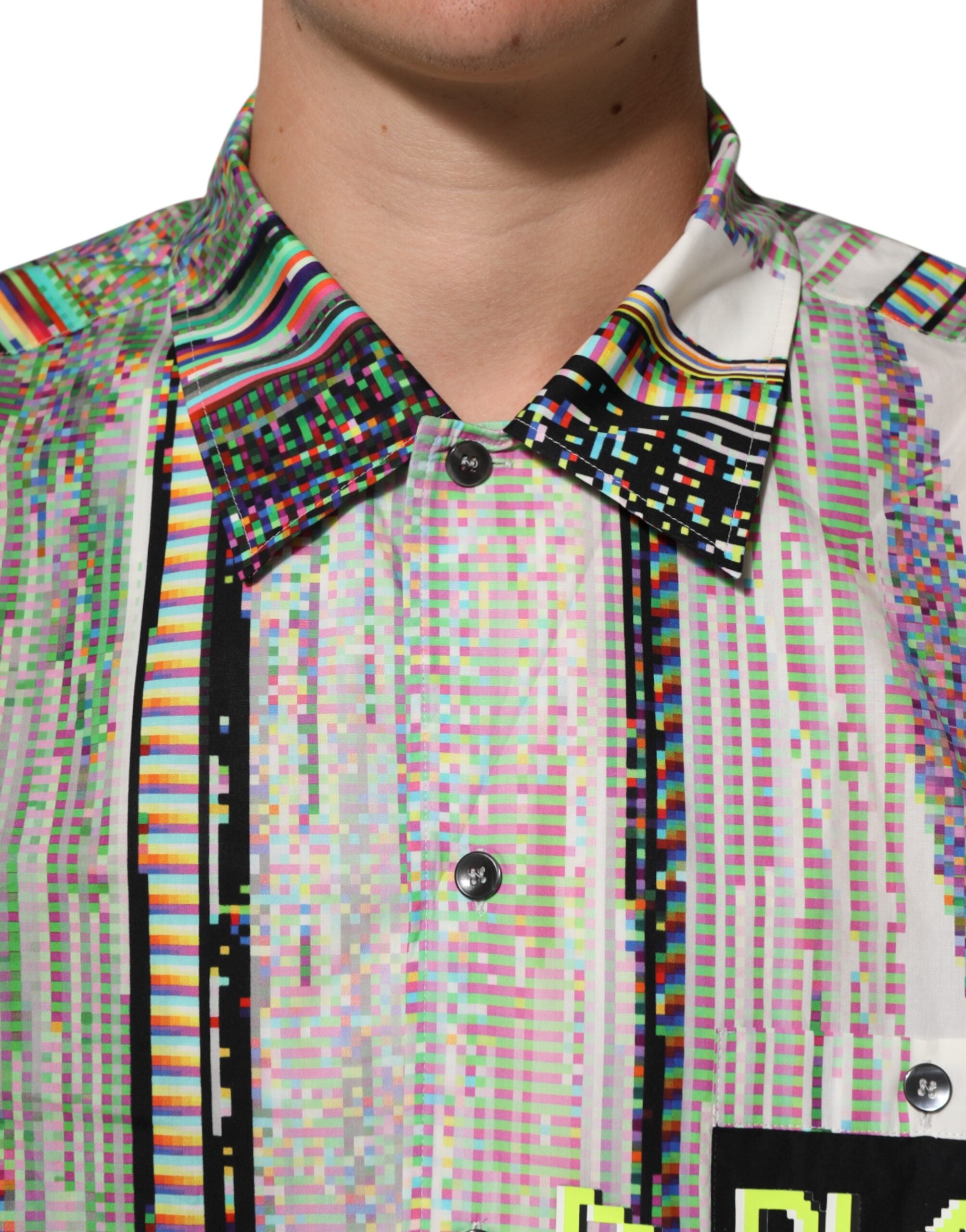 Dolce & Gabbana Multicolor Grafik Freizeithemd mit Kragen
