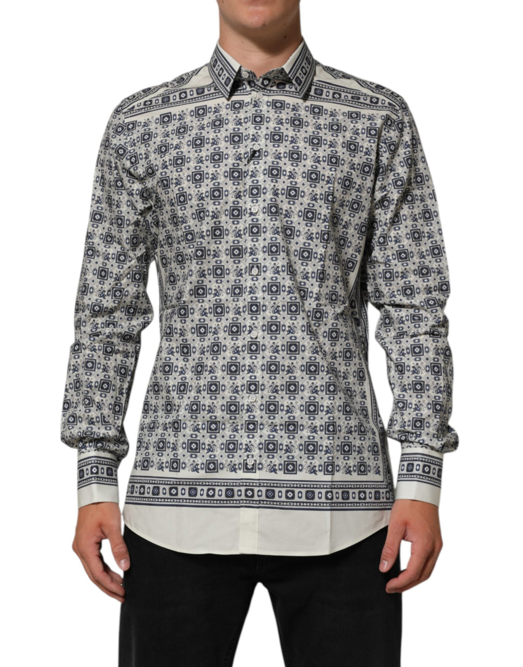 Dolce & Gabbana Multicolor Affe Krawatte Druck GOLD Kleid Shirt