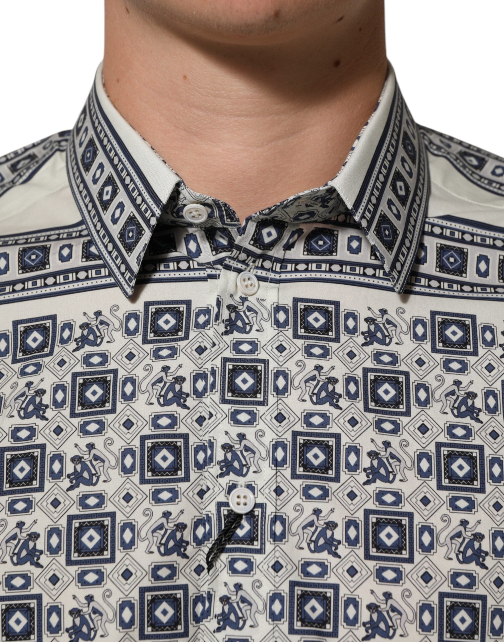 Dolce & Gabbana Multicolor Affe Krawatte Druck GOLD Kleid Shirt