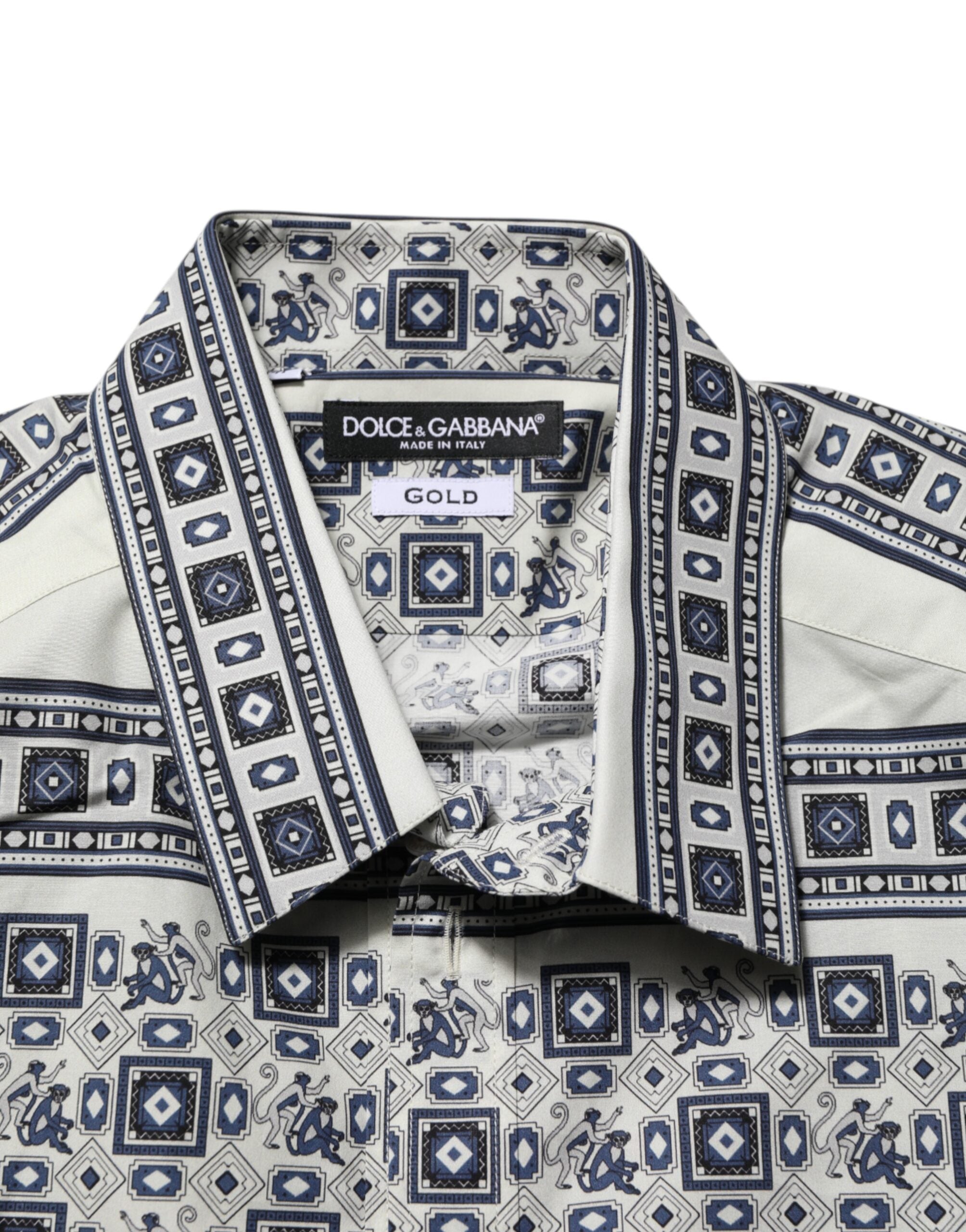 Dolce & Gabbana Multicolor Affe Krawatte Druck GOLD Kleid Shirt