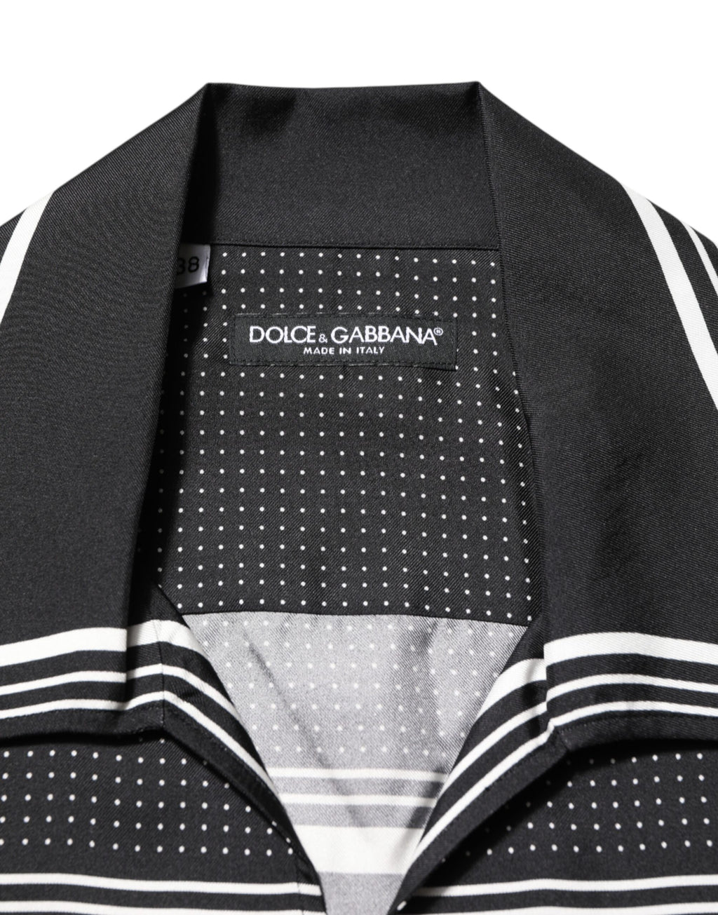 Dolce & Gabbana Schwarzes weißes StreifenPunkt Print Casual Polo Shirt