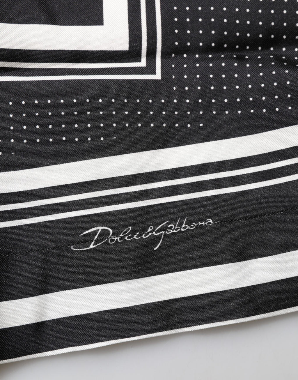 Dolce & Gabbana Schwarzes weißes StreifenPunkt Print Casual Polo Shirt