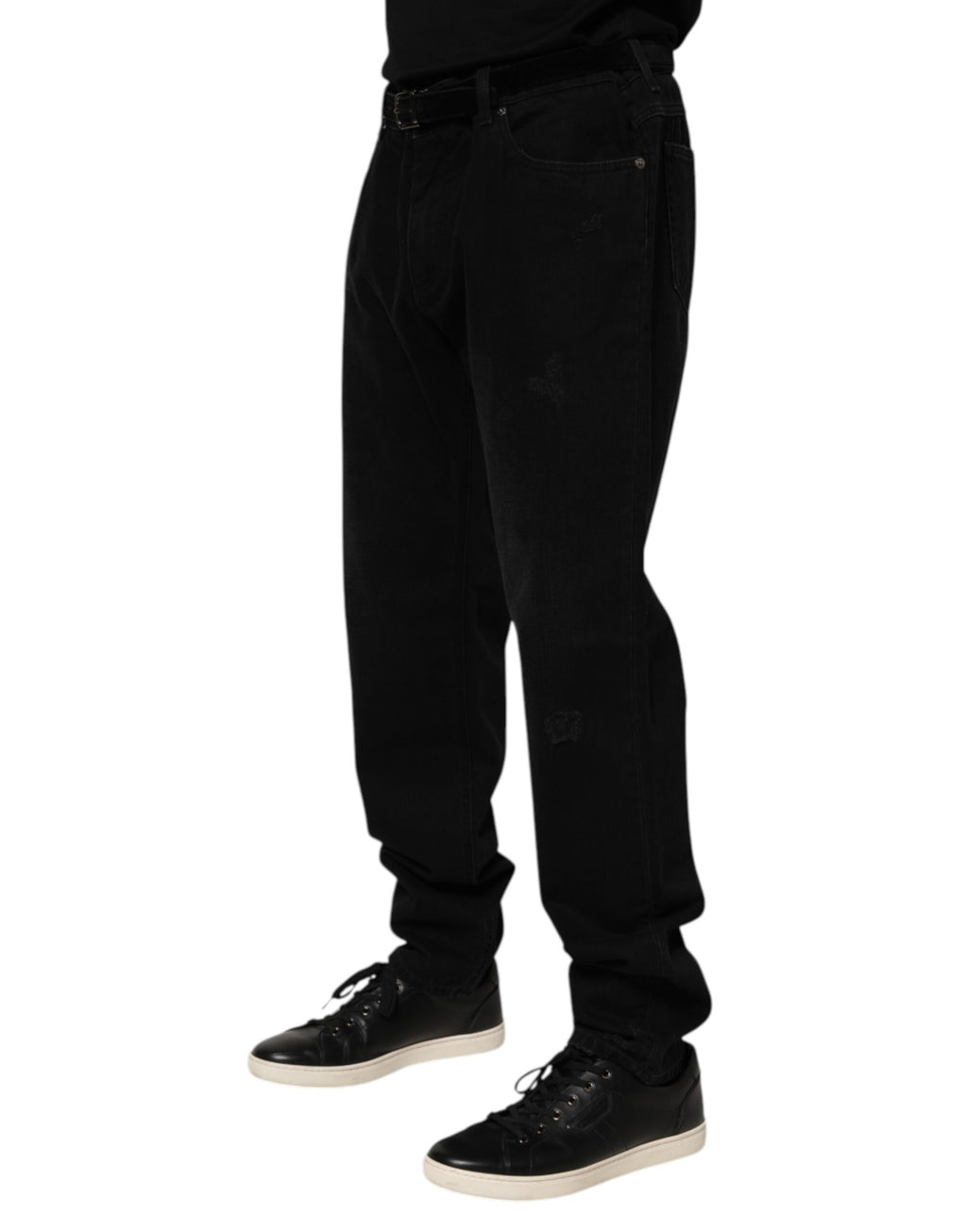 Dolce & Gabbana Schwarz Baumwolle Regular Denim Herren Hosenjeans