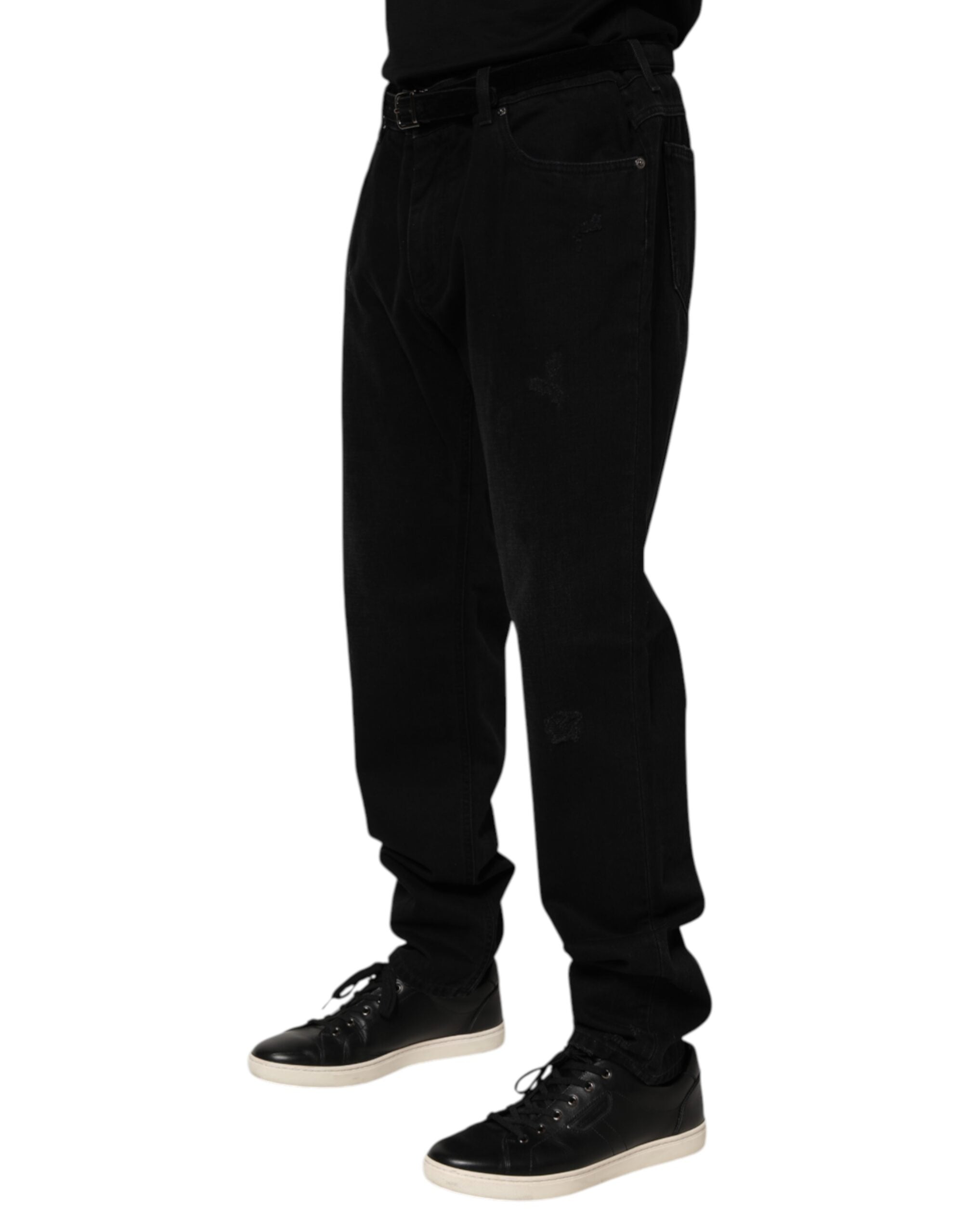 Dolce & Gabbana Schwarz Baumwolle Regular Denim Herren Hosenjeans