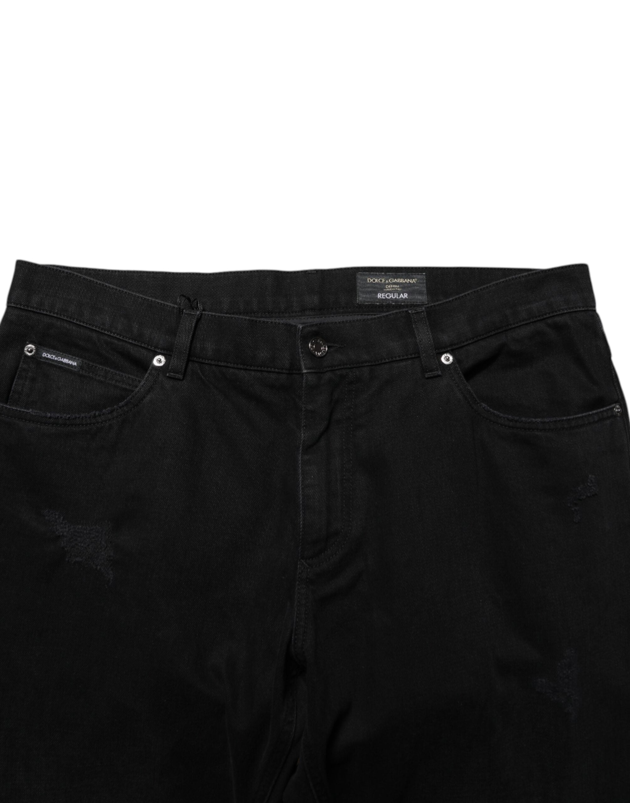 Dolce & Gabbana Schwarz Baumwolle Regular Denim Herren Hosenjeans