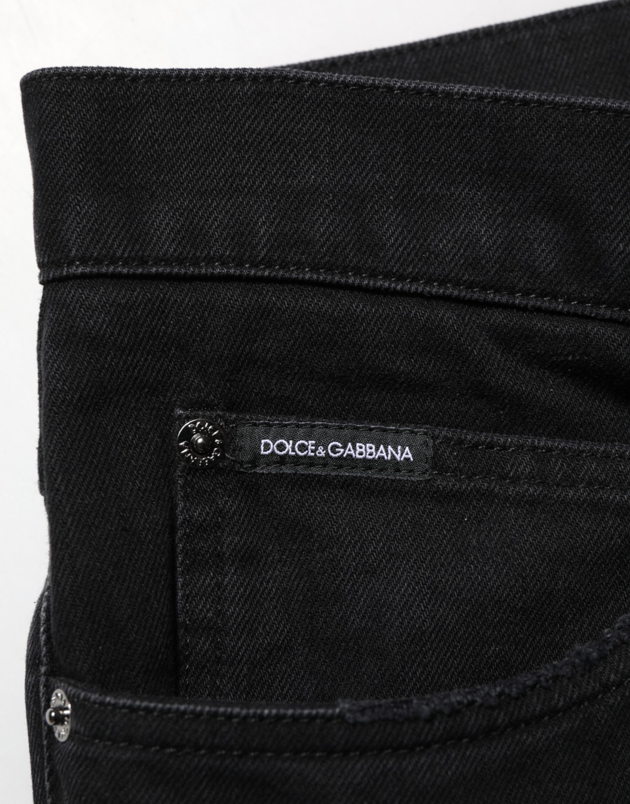 Dolce & Gabbana Schwarz Baumwolle Regular Denim Herren Hosenjeans
