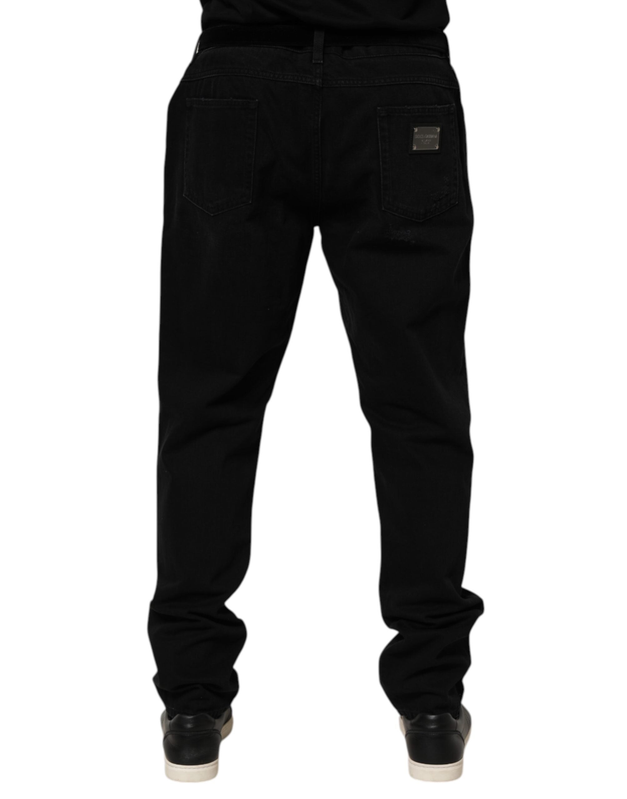 Dolce & Gabbana Schwarz Baumwolle Regular Denim Herren Hosenjeans