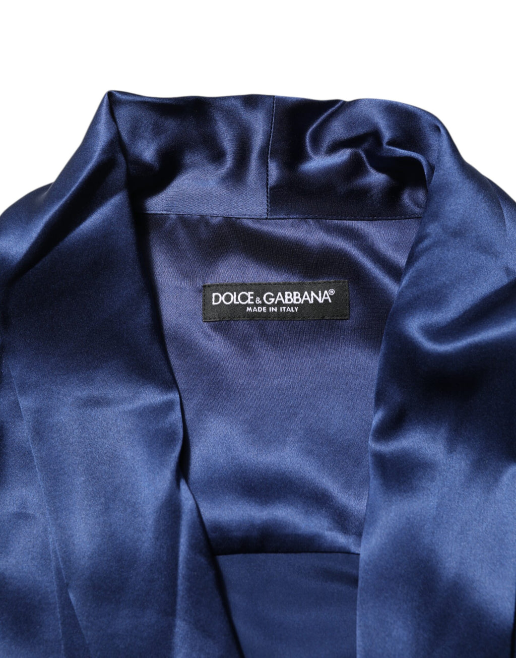 Dolce & Gabbana Blaues Oversize-Hemd aus Seidensatin mit langen Ärmeln