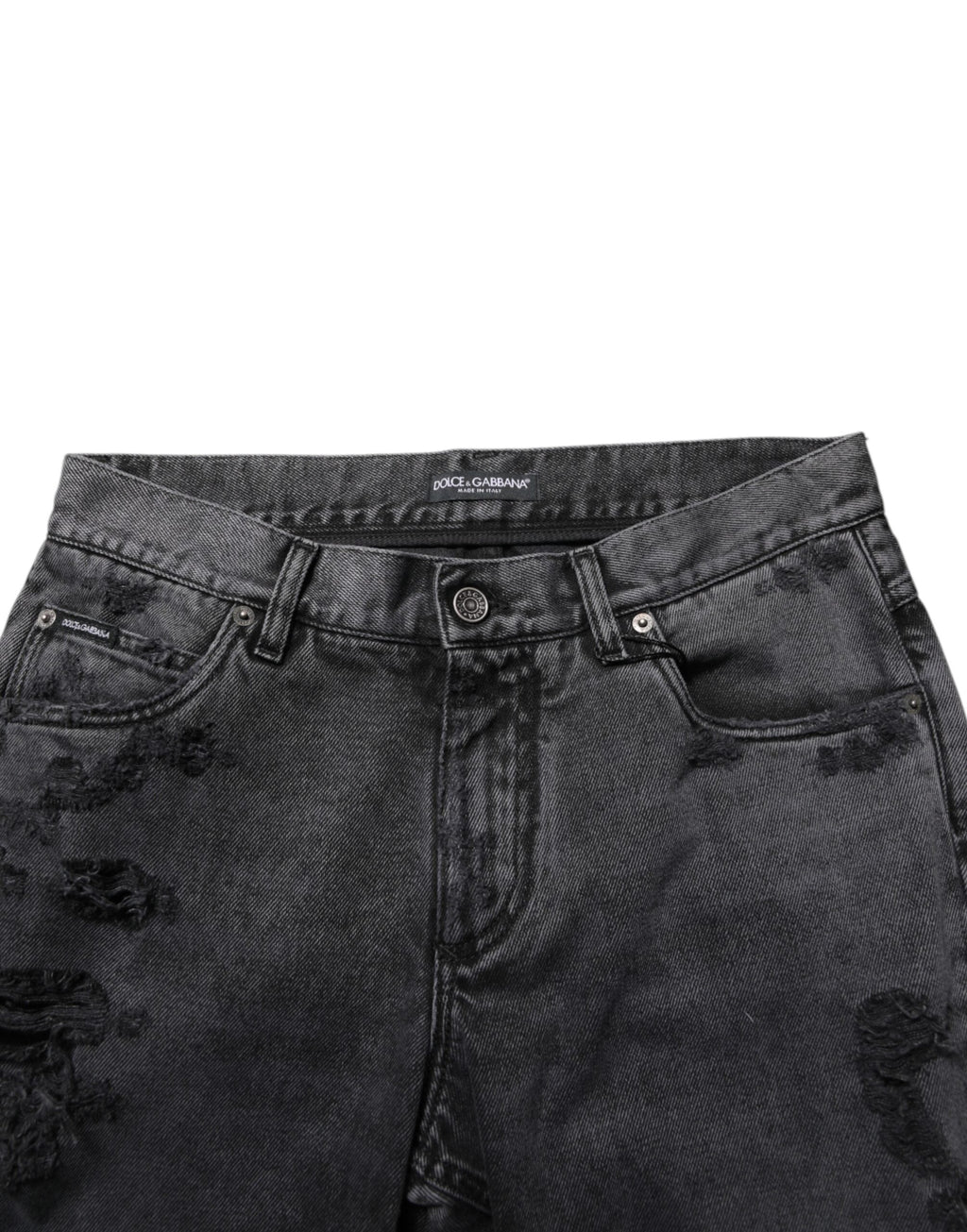 Dolce & Gabbana Schwarze zerfledderte Skinny Baumwolle Männer Denim Jeans