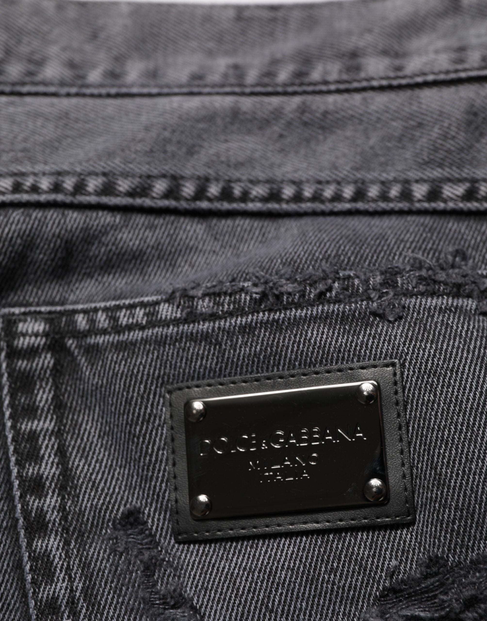 Dolce & Gabbana Schwarze zerfledderte Skinny Baumwolle Männer Denim Jeans