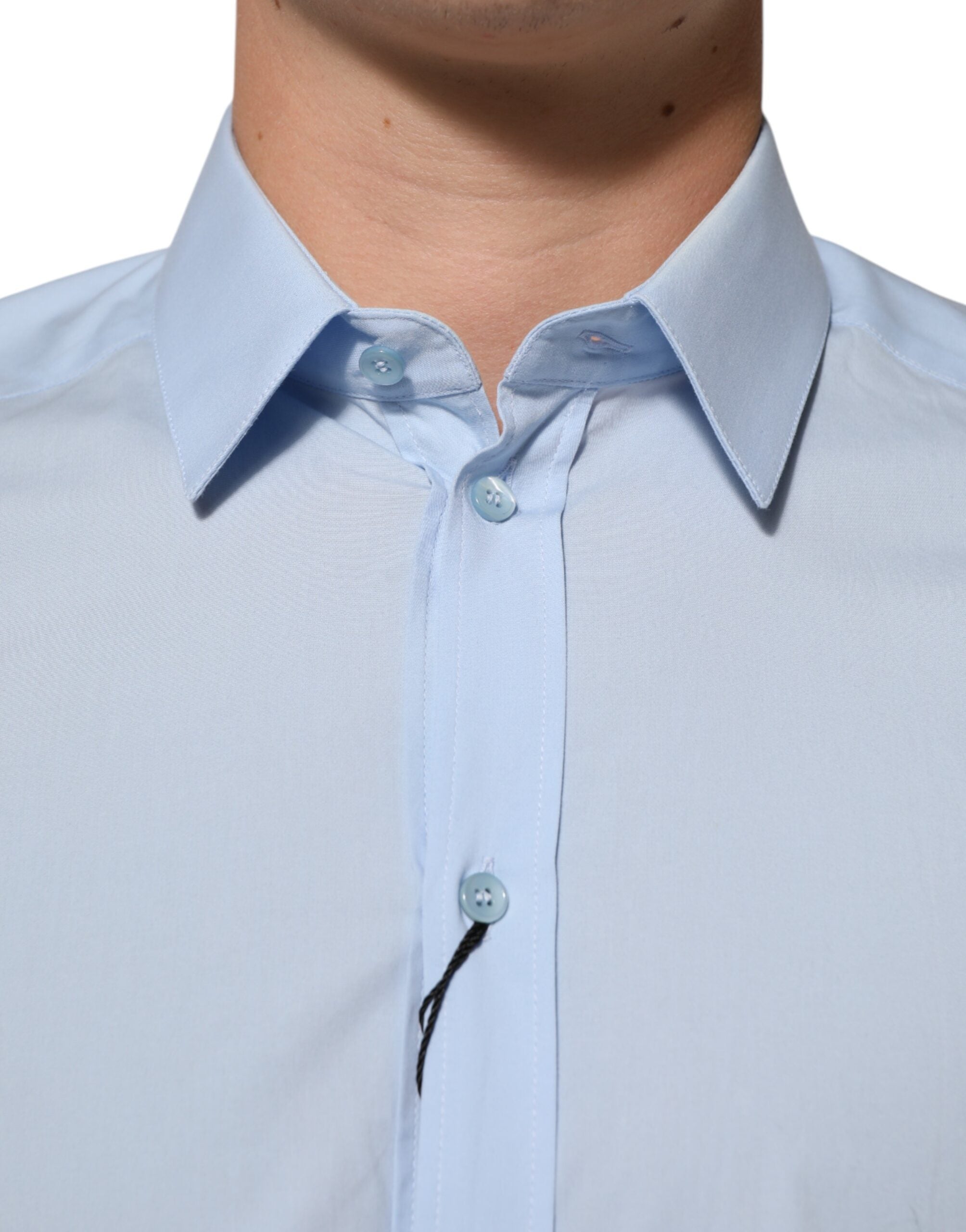 Dolce & Gabbana Hellblaues Baumwolle GOLD Formales Herrenhemd