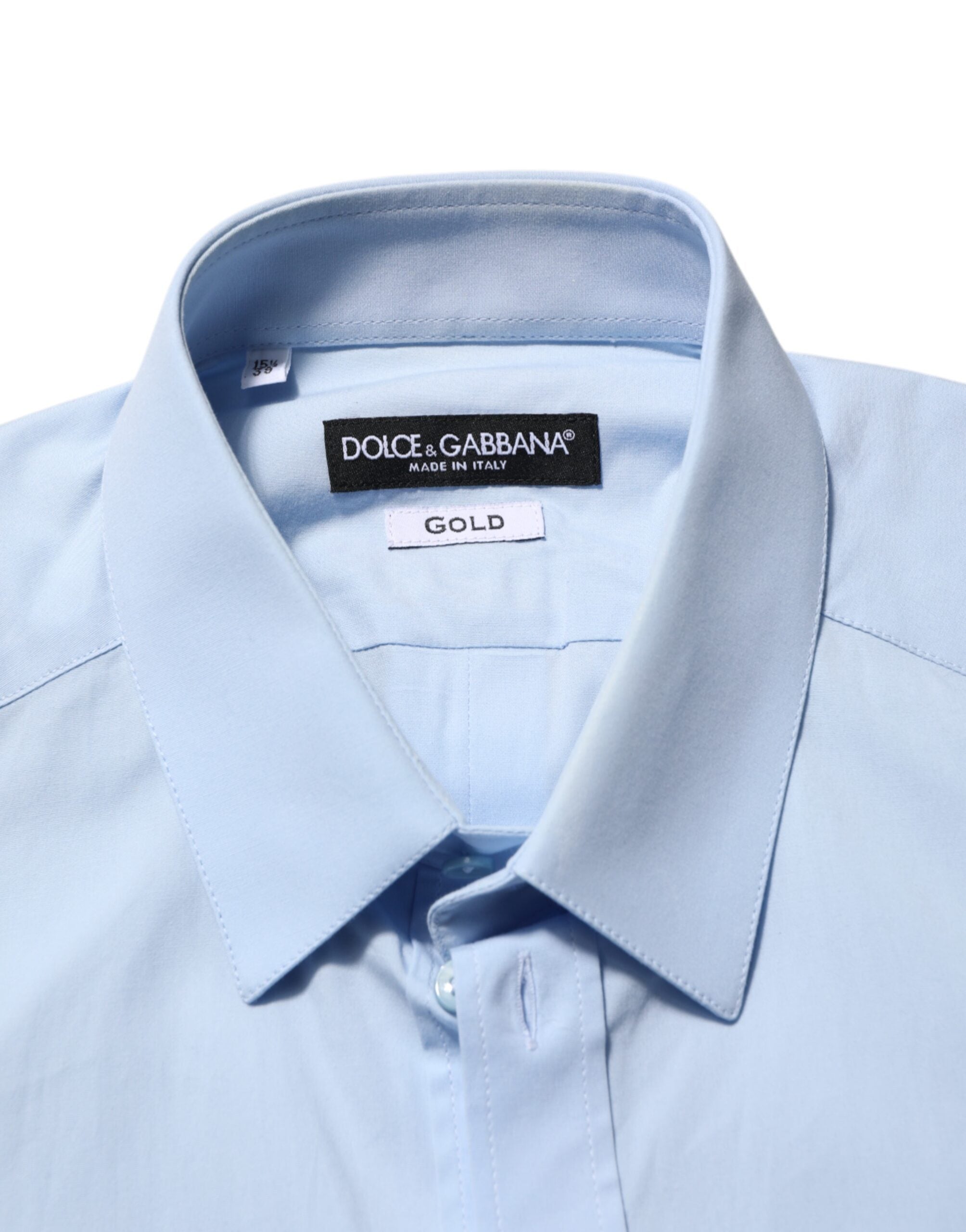 Dolce & Gabbana Hellblaues Baumwolle GOLD Formales Herrenhemd