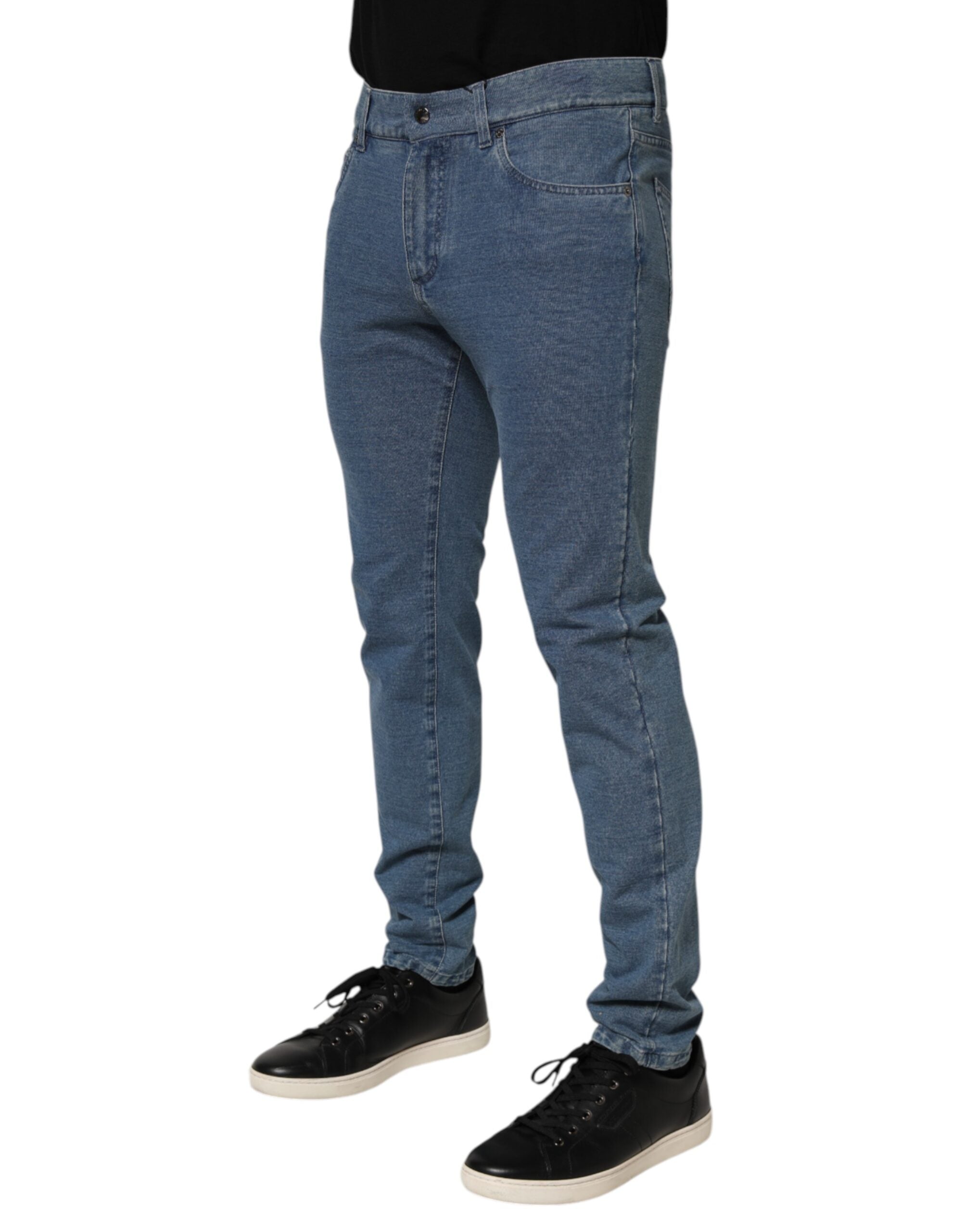 Dolce & Gabbana Blaue Baumwolle Stretch Slim Fit Herren Denim Jeans