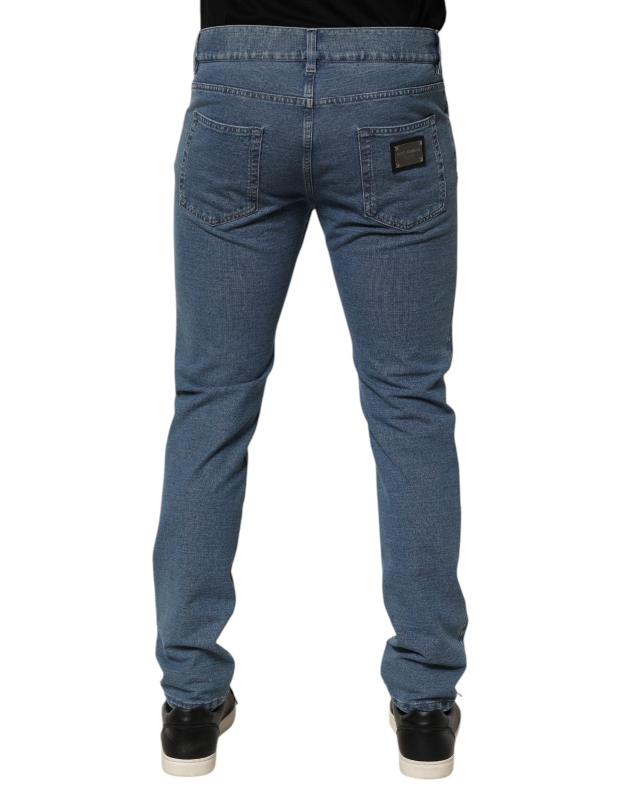 Dolce & Gabbana Blaue Baumwolle Stretch Slim Fit Herren Denim Jeans