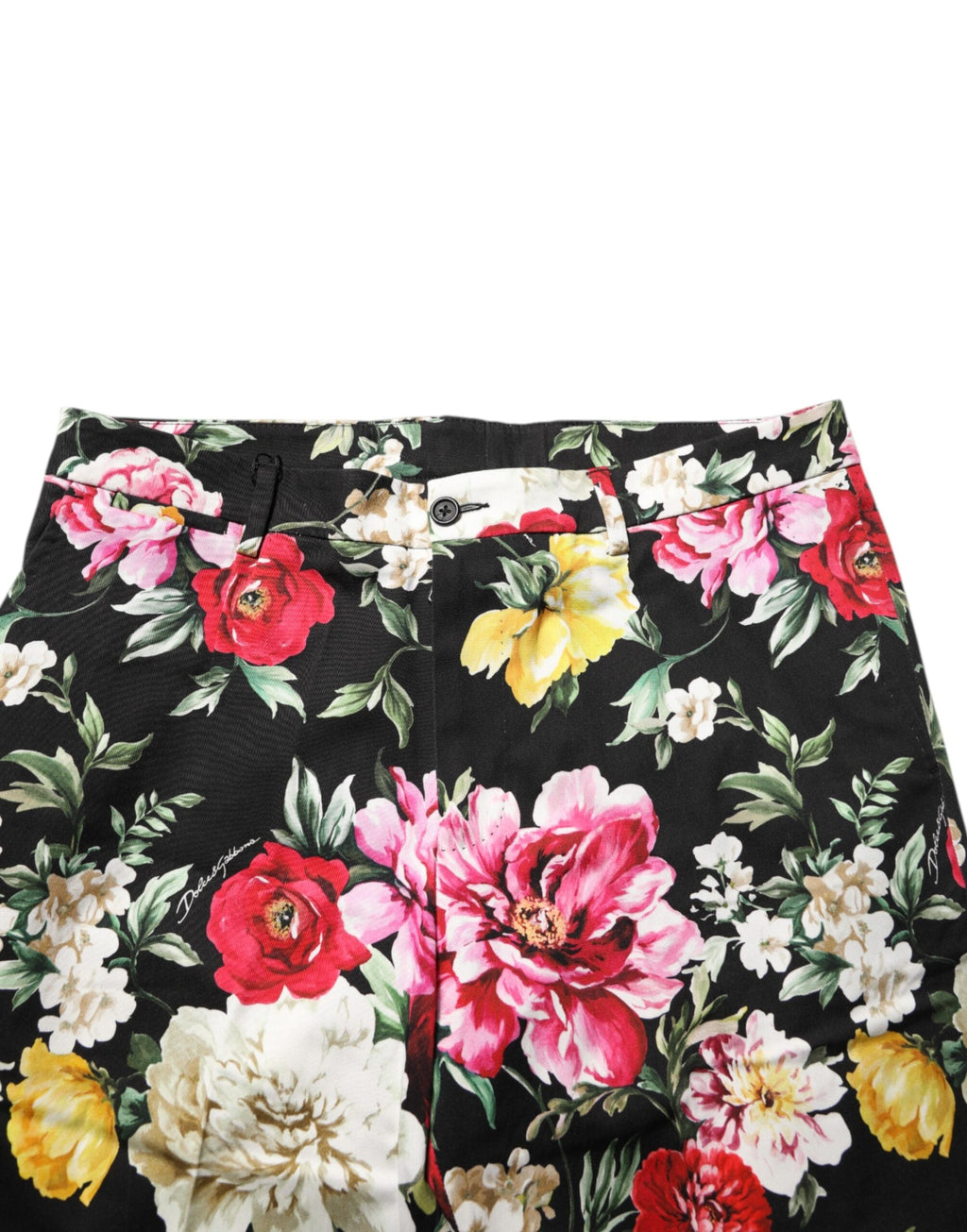 Dolce & Gabbana Schwarzes geblümtes Baumwollkleid Formelle Hosenhose