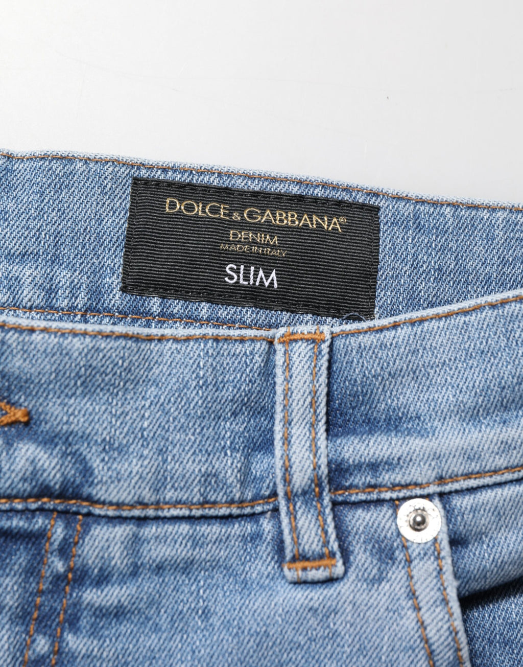 Dolce & Gabbana Blaue zerschlissene Slim Fit Baumwoll-Denim-Jeans
