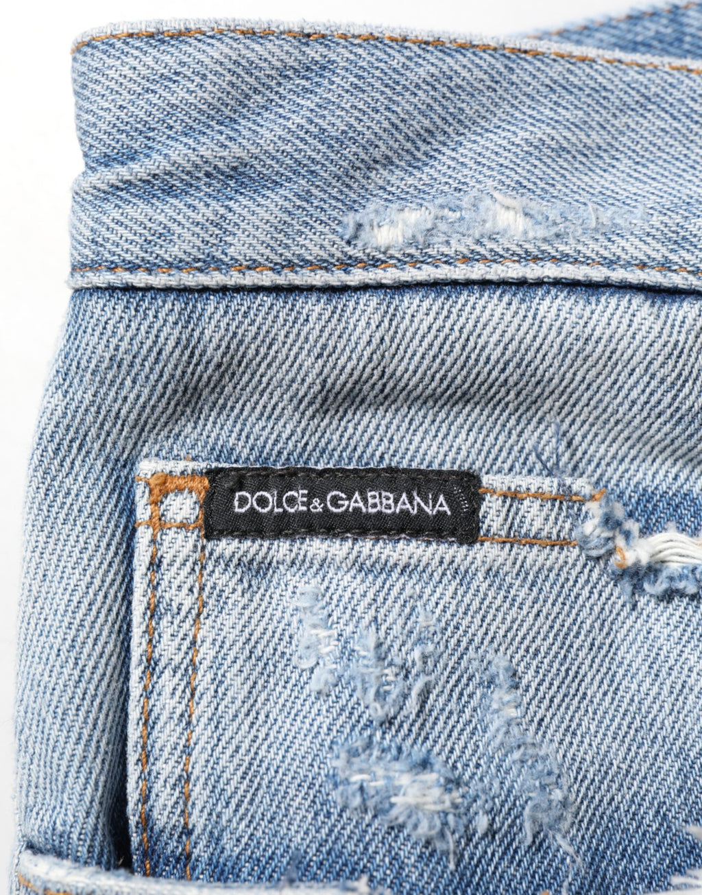Dolce & Gabbana Blaue Distressed Denim-Hosenjeans mit Rissen