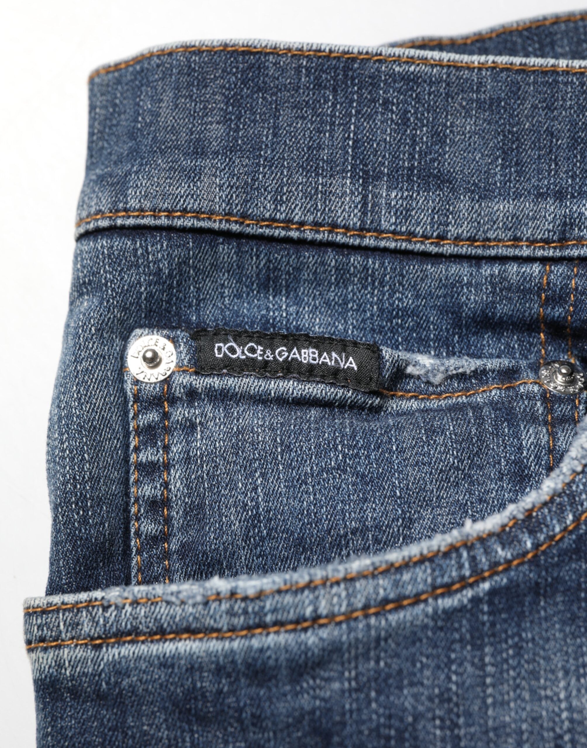 Dolce & Gabbana Dunkelblau gewaschene Running Ripped Denim Jeans