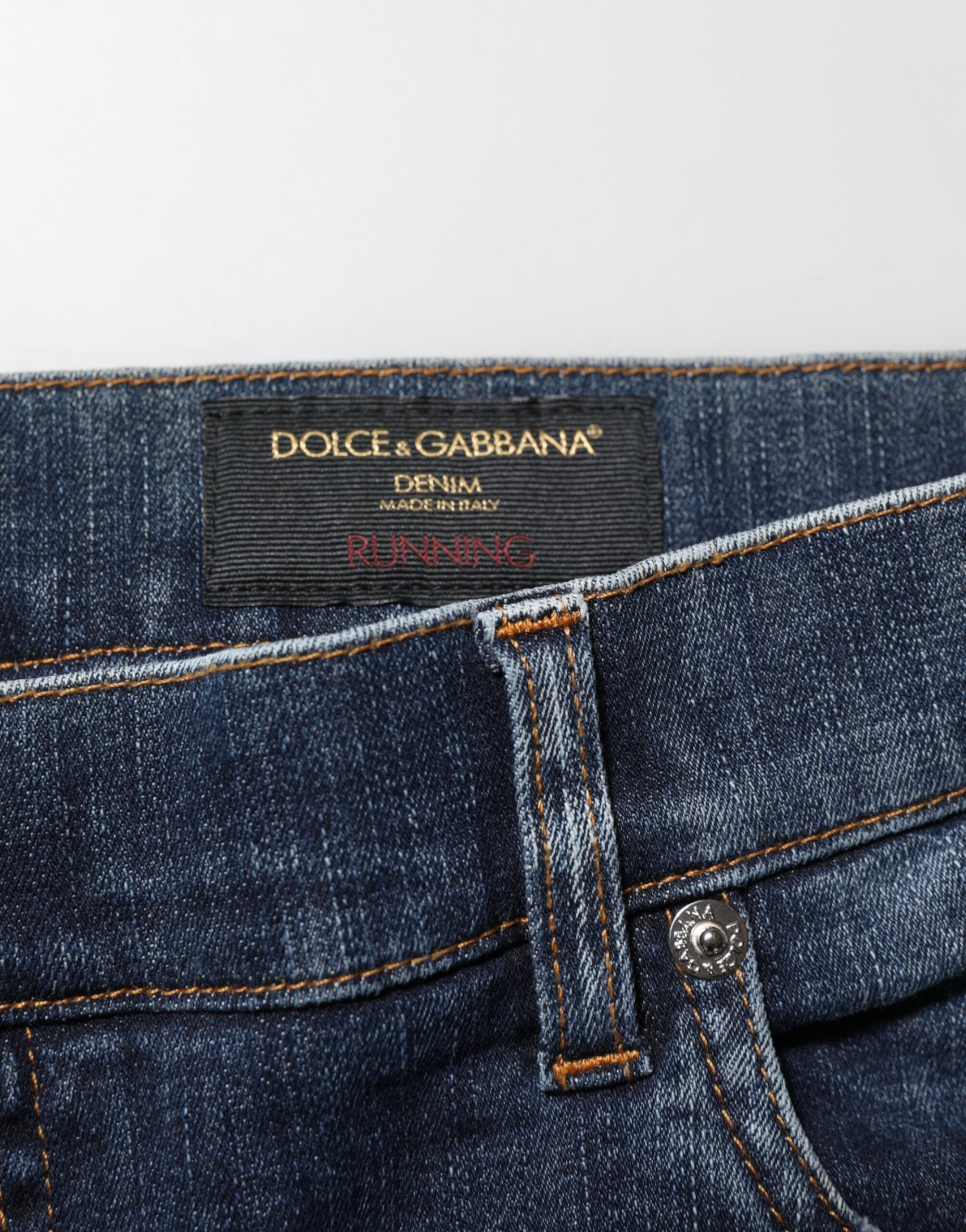 Dolce & Gabbana Dunkelblau gewaschene Running Ripped Denim Jeans