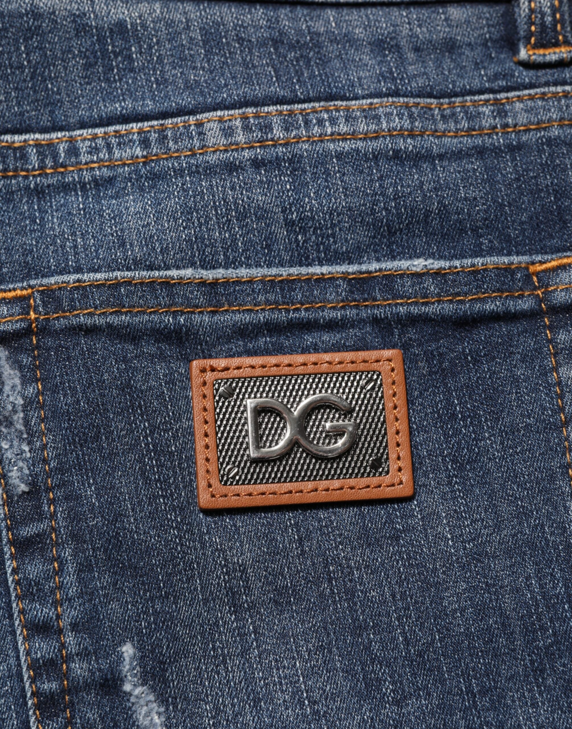 Dolce & Gabbana Dunkelblau gewaschene Running Ripped Denim Jeans