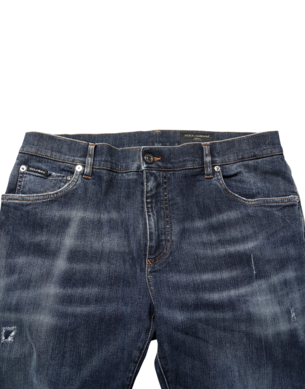 Dolce & Gabbana Dunkelblau gewaschene Running Ripped Denim Jeans