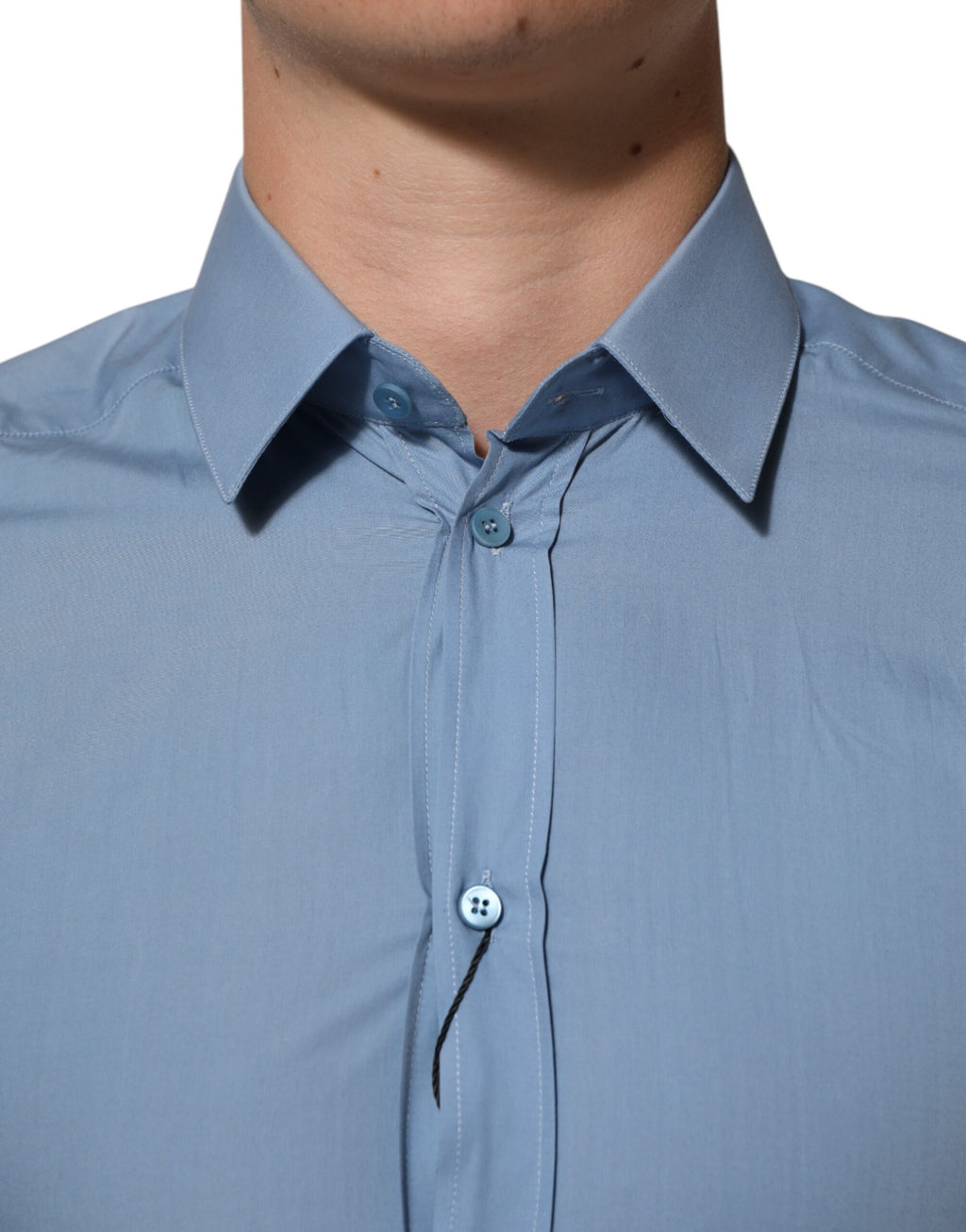 Dolce & Gabbana Blaues Baumwollhemd mit Kragen GOLD Formal Dress Shirt