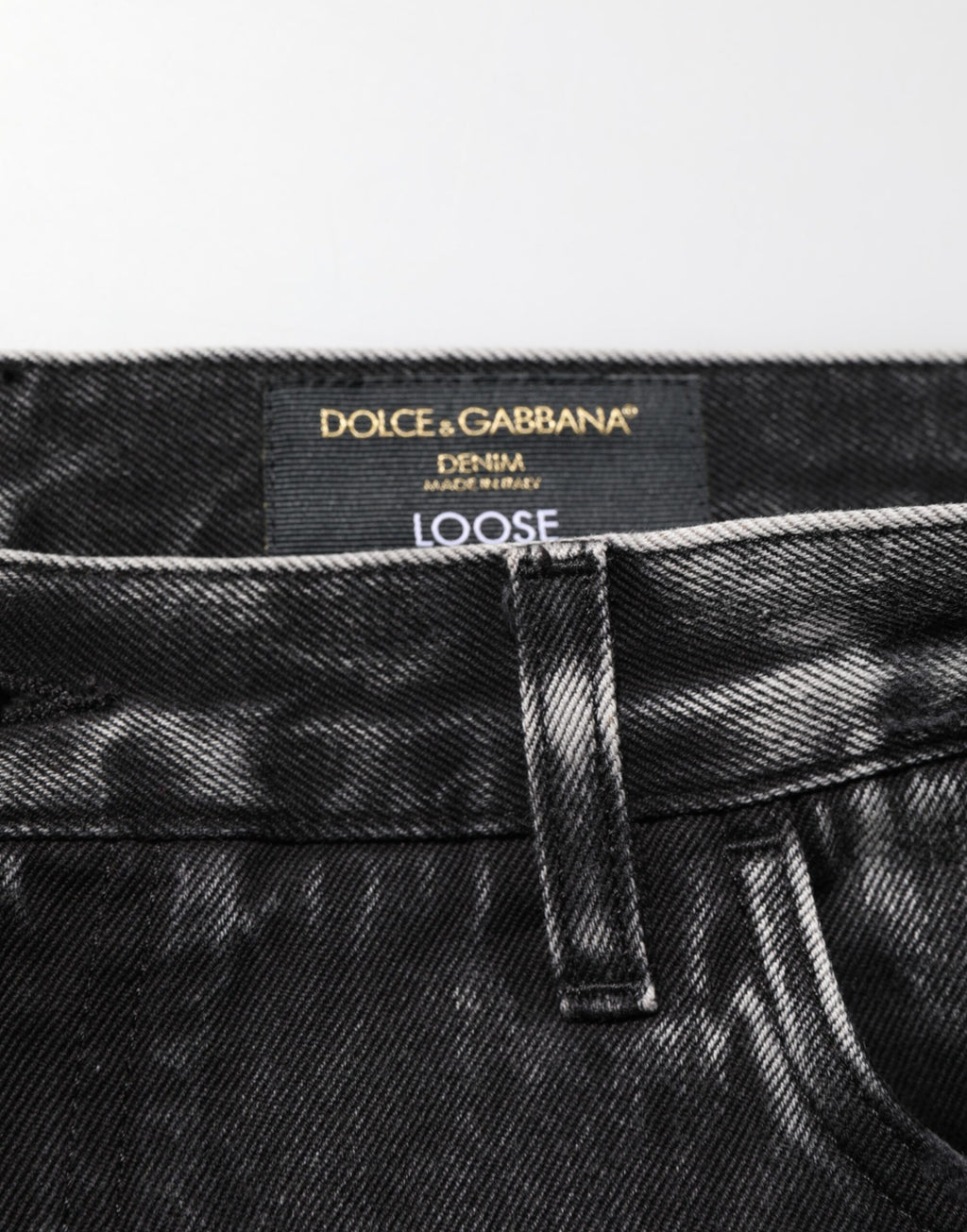 Dolce & Gabbana Schwarze gewaschene, zerrissene Jeans aus lockerem Baumwoll-Denim