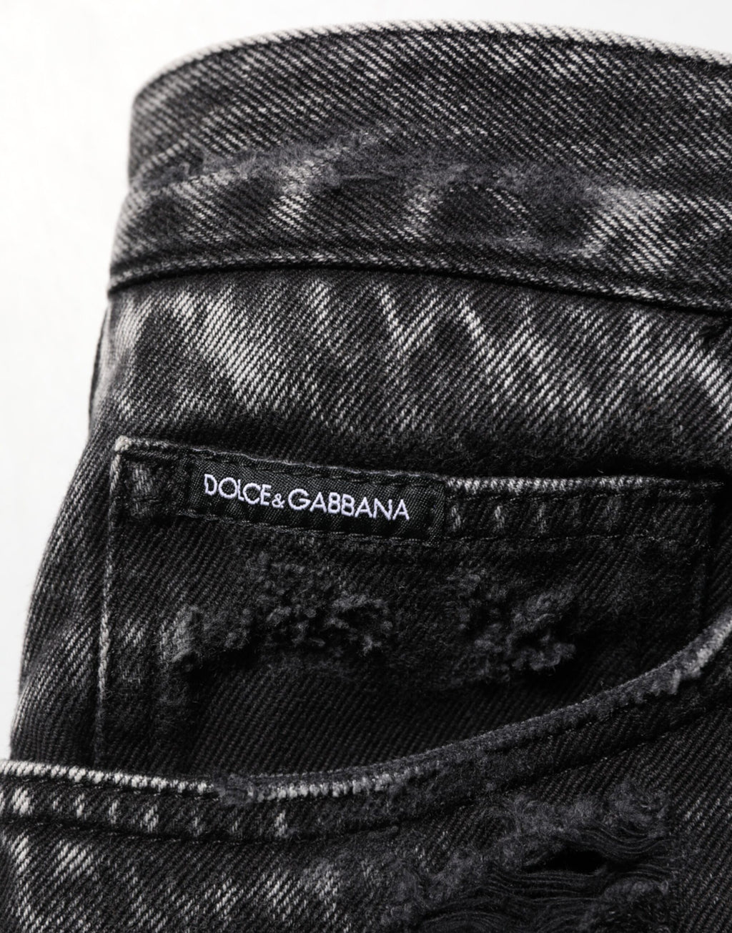 Dolce & Gabbana Schwarze gewaschene, zerrissene Jeans aus lockerem Baumwoll-Denim