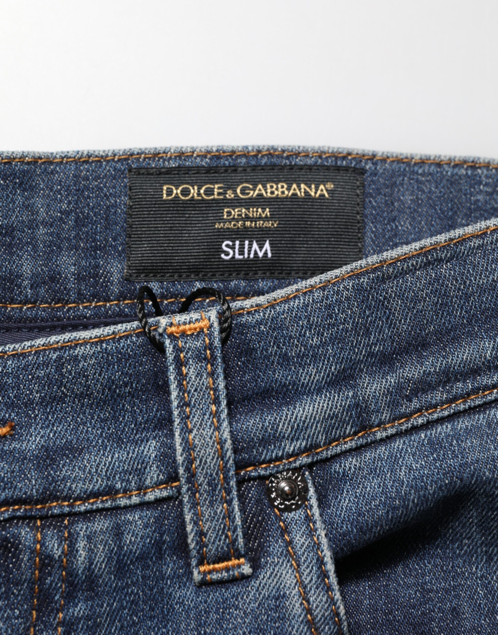 Dolce & Gabbana Blaue Kaninchen-Stickerei Slim Men Denim Jeans