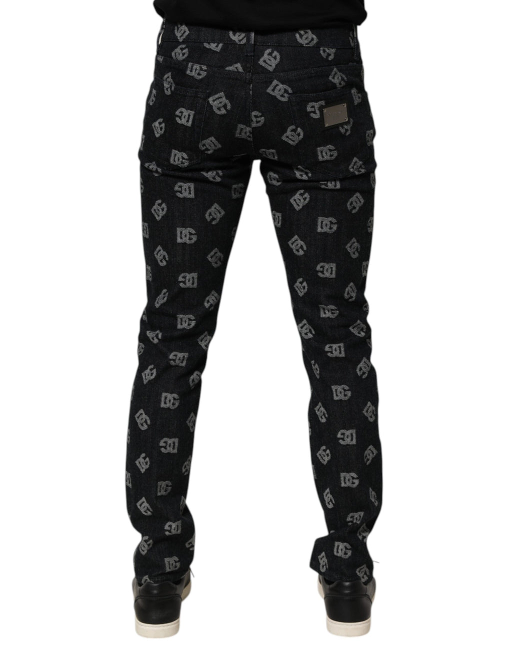 Dolce & Gabbana Schwarze DG Monogram Baumwolle Skinny Denim Jeans