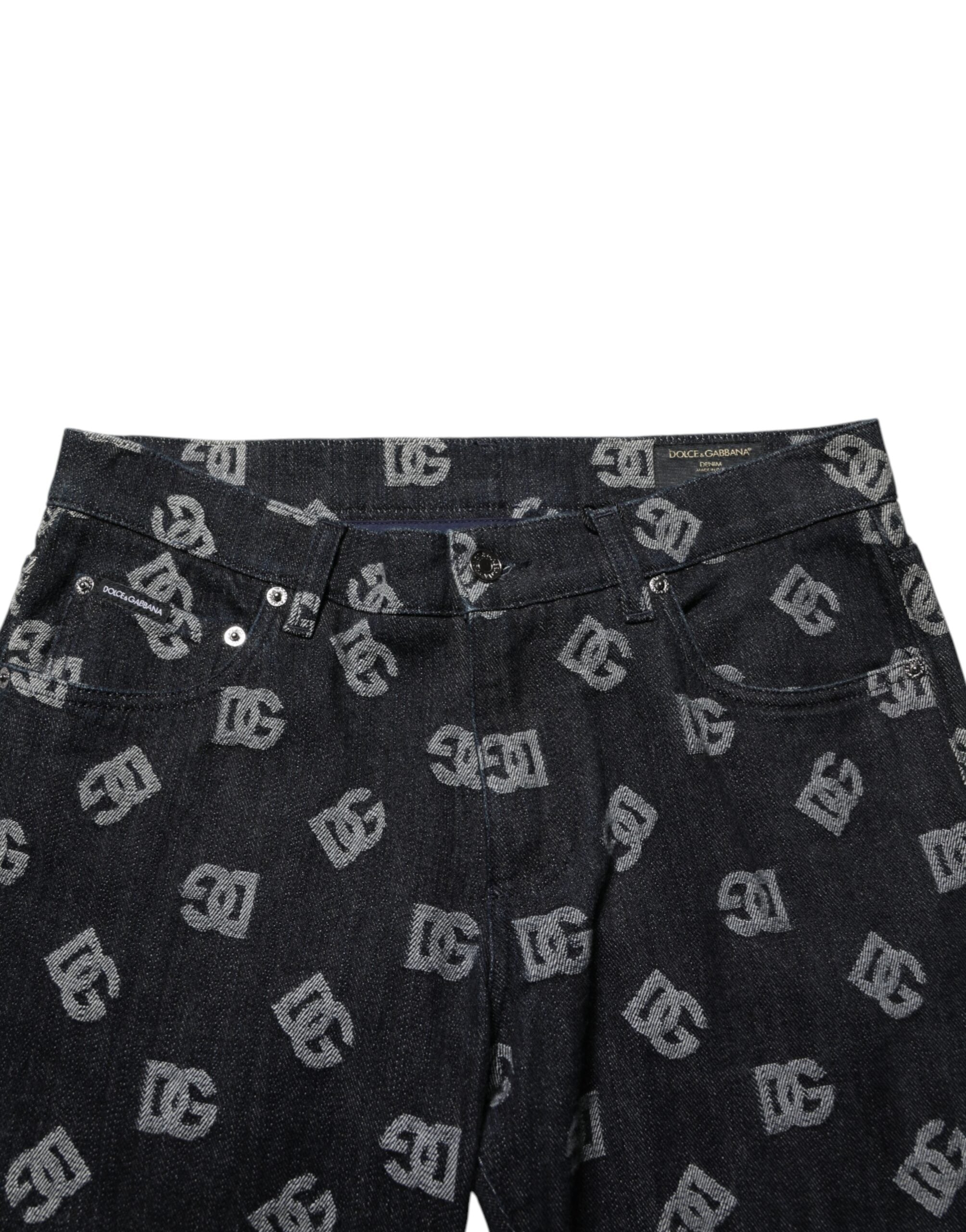 Dolce & Gabbana Schwarze DG Monogram Baumwolle Skinny Denim Jeans