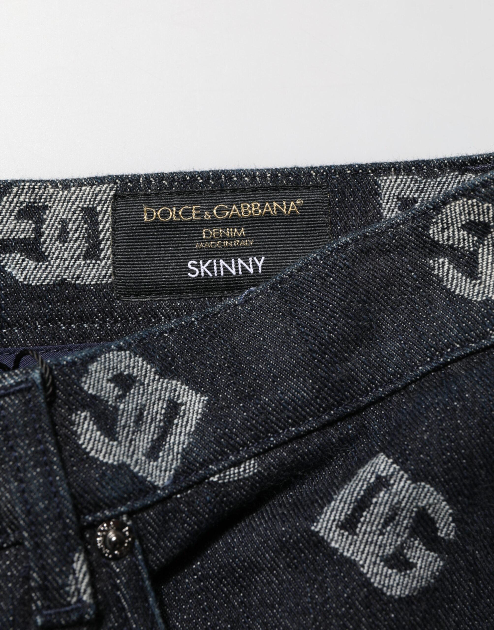 Dolce & Gabbana Schwarze DG Monogram Baumwolle Skinny Denim Jeans